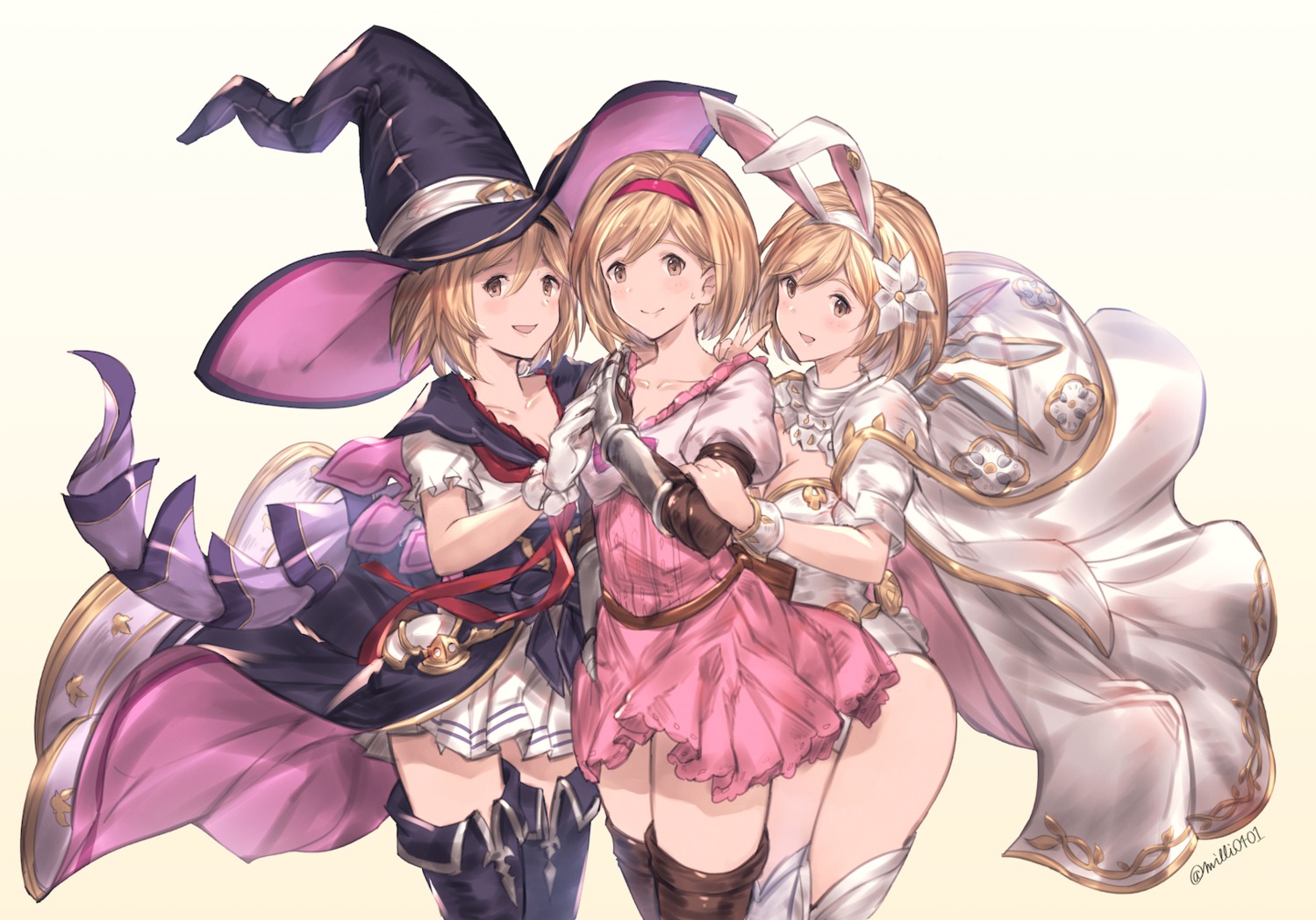 animal_ears, bunny_ears, cleavage, djeeta_(granblue_fantasy), dress, granblue_fantasy, leotard, milli_little
