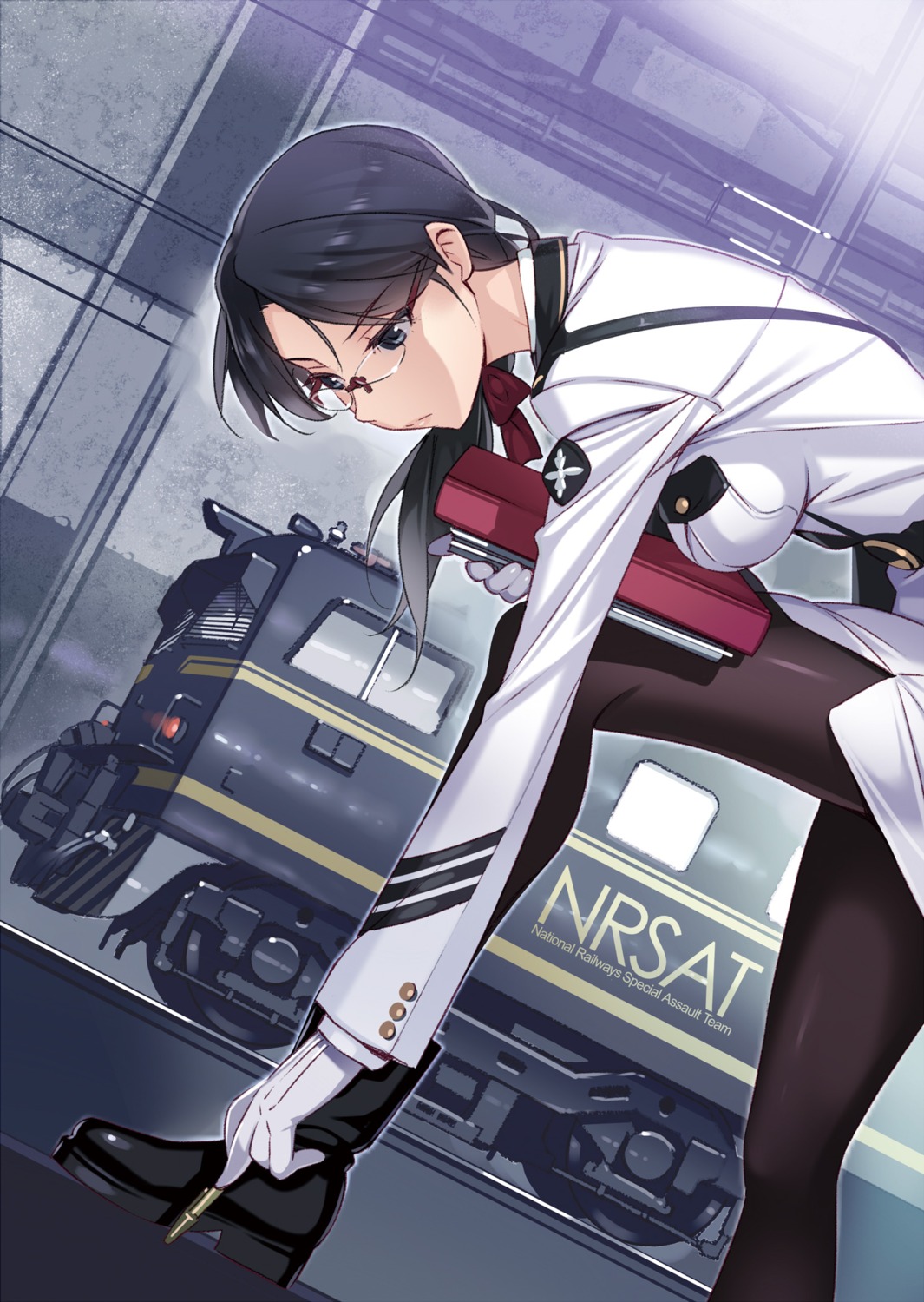 gono_hitomi, heels, megane, pantyhose, rail_wars!, uniform, vania600