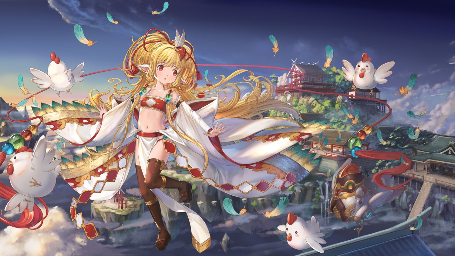 animal_ears, granblue_fantasy, huanghyy, makira_(granblue_fantasy), thighhighs, wallpaper