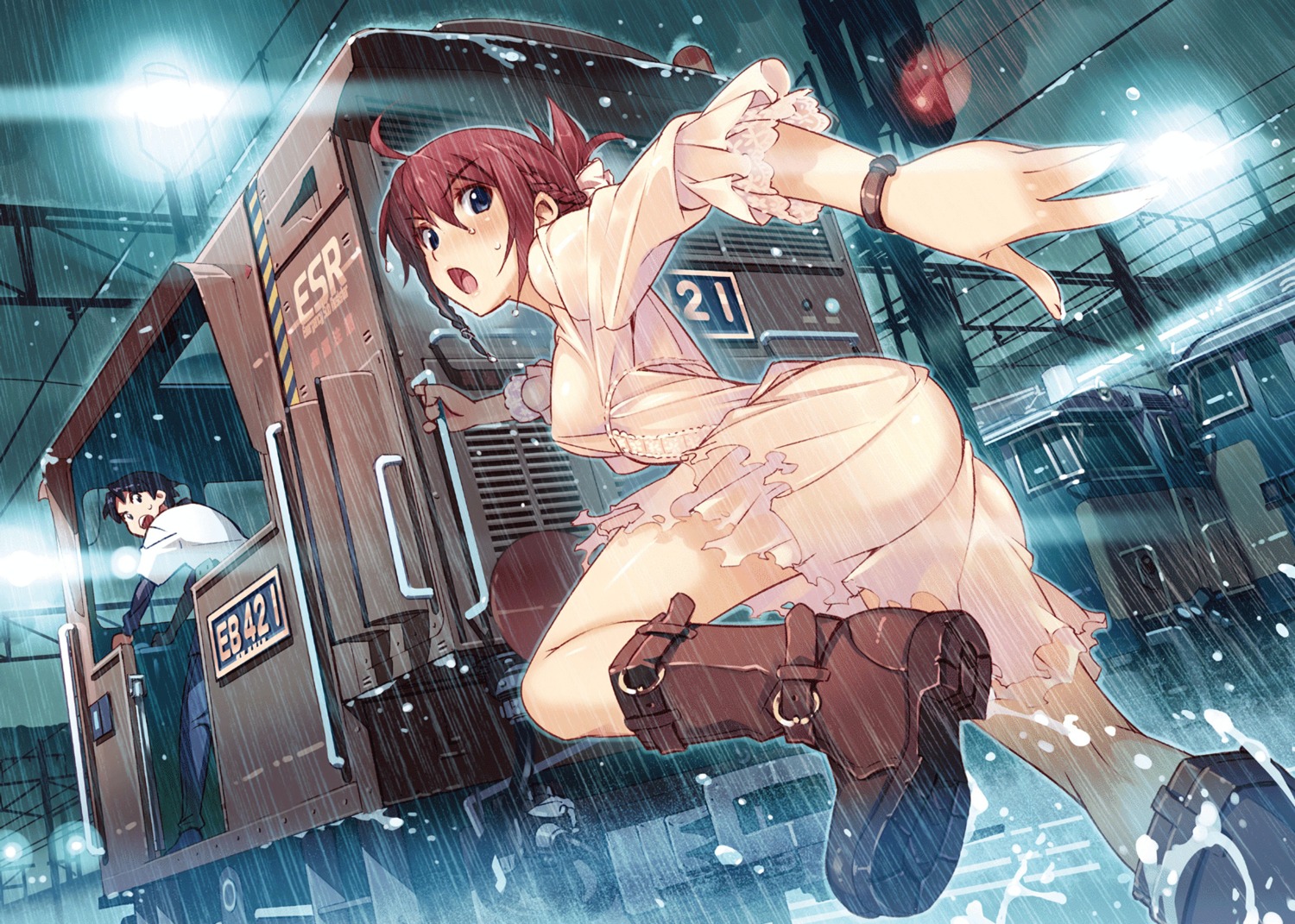 ass, dress, rail_wars!, sakurai_aoi_(rail_wars!), takayama_naoto, torn_clothes, vania600, wet