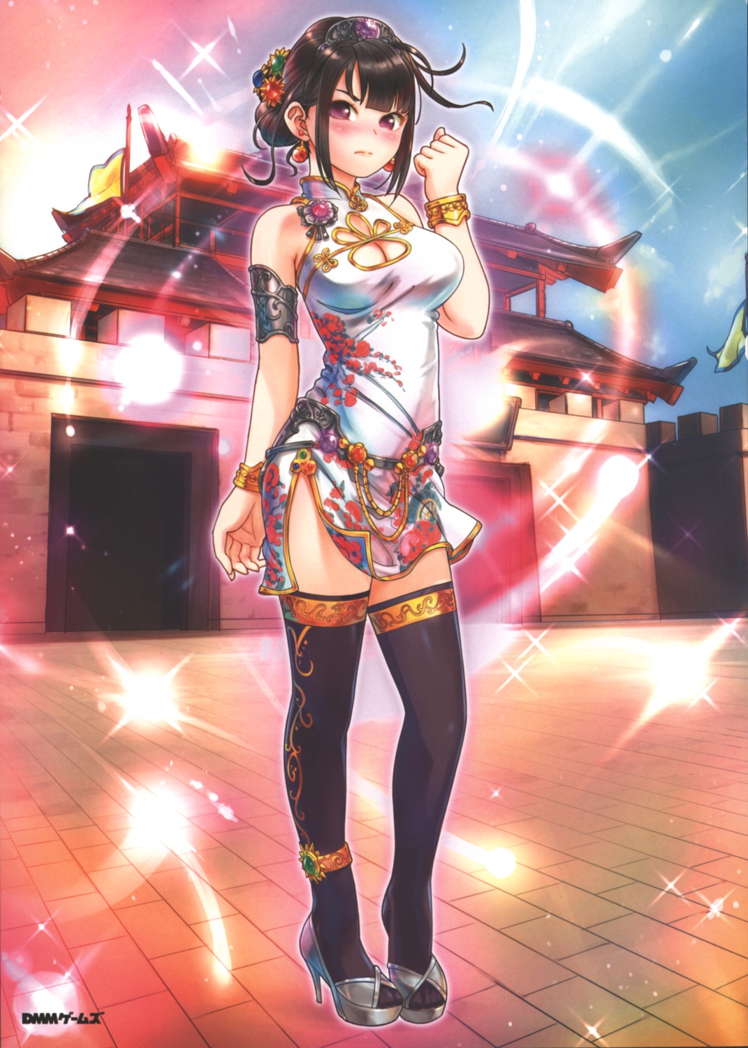 carina_(xiao_woo), chinadress, cleavage, heels, thighhighs