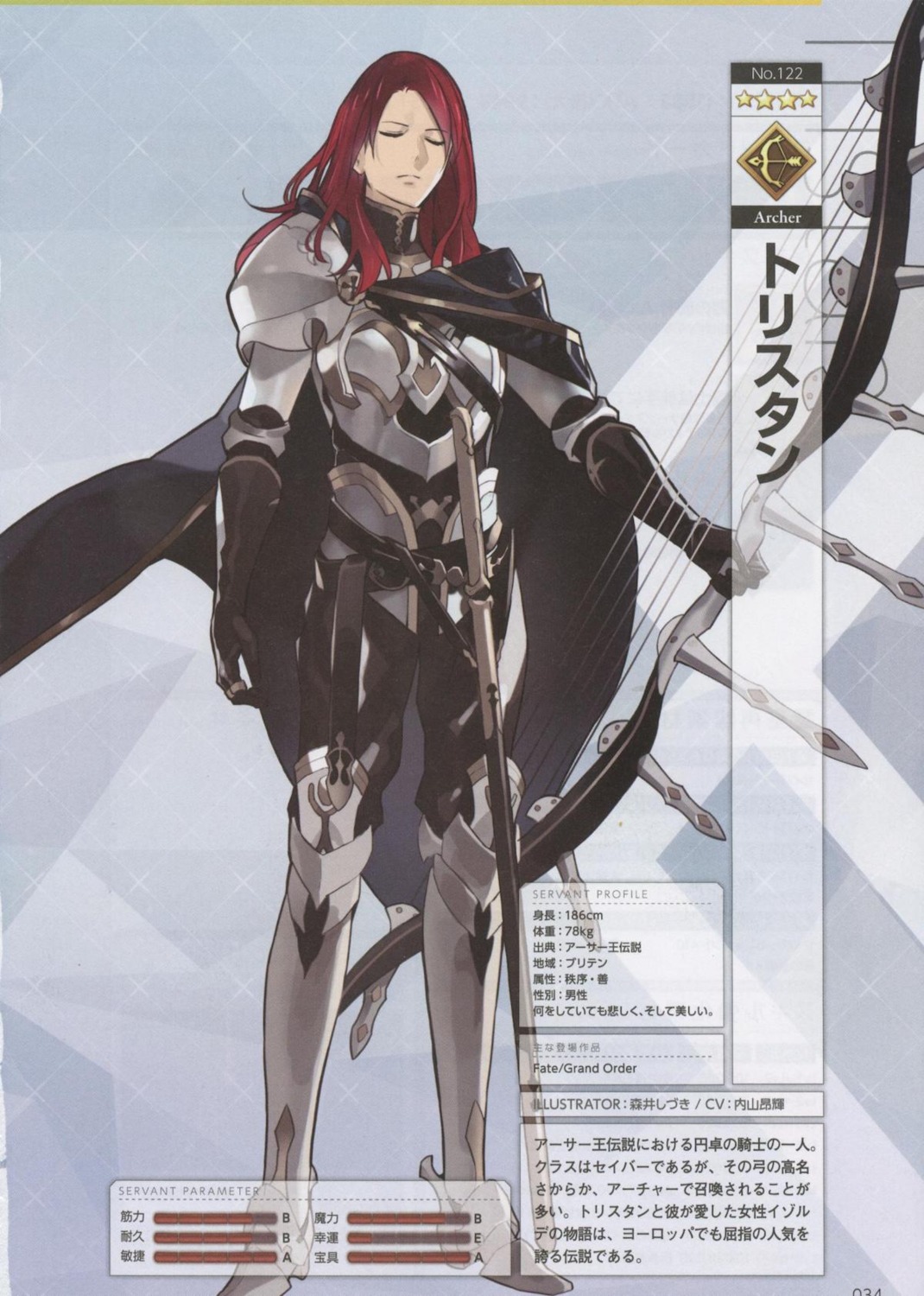armor, binding_discoloration, fate/grand_order, male, morii_shizuki, profile_page, tristan_(fate)