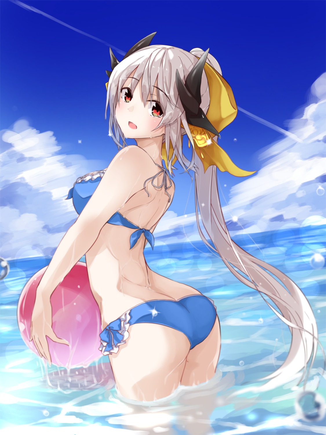 ass, bikini, fate/grand_order, fuu_(fuore), horns, kiyohime_(fate), swimsuits, wet