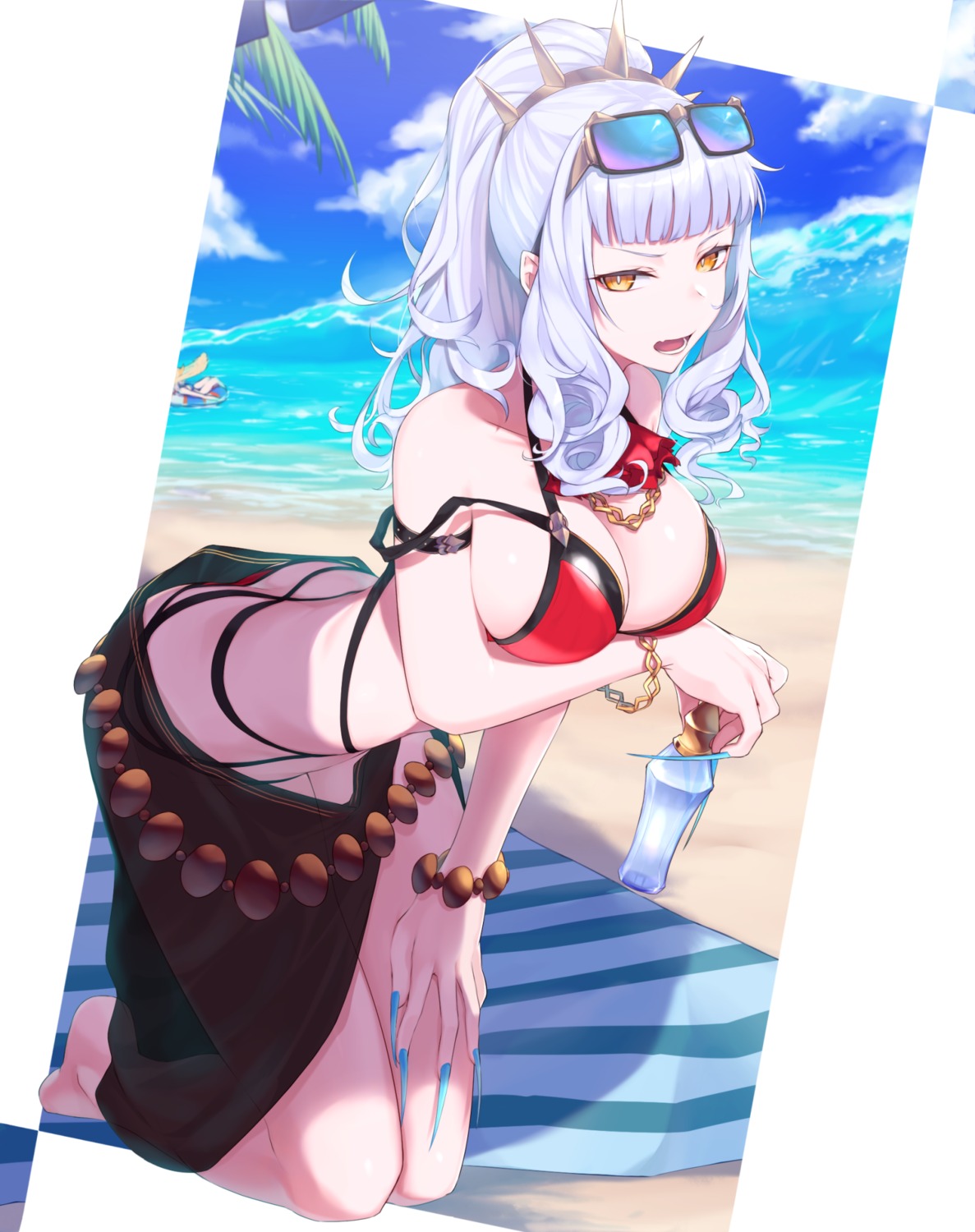bikini, breast_hold, carmilla_(fate/grand_order), fate/grand_order, kurogiri, megane, swimsuits