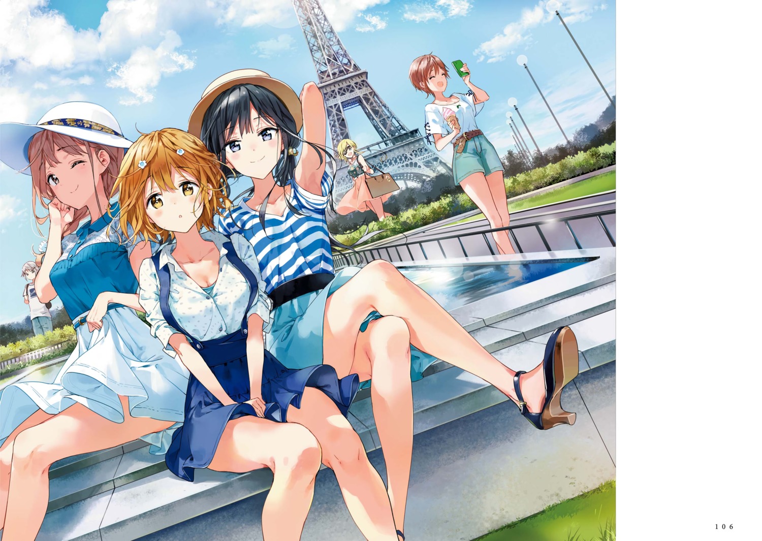adagaki_aki, cleavage, fujinomiya_neko, futaba_tae, heels, koiwai_yoshino, masamune-kun_no_revenge, shuri_kojuurou, skirt_lift, tiv