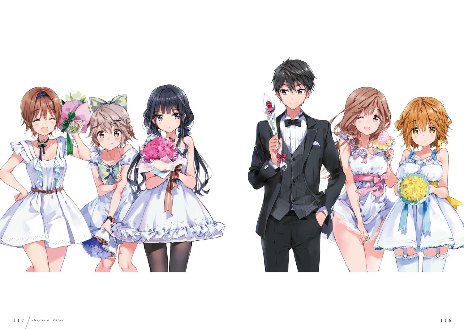 adagaki_aki, cleavage, dress, fujinomiya_neko, futaba_tae, koiwai_yoshino, makabe_masamune, masamune-kun_no_revenge