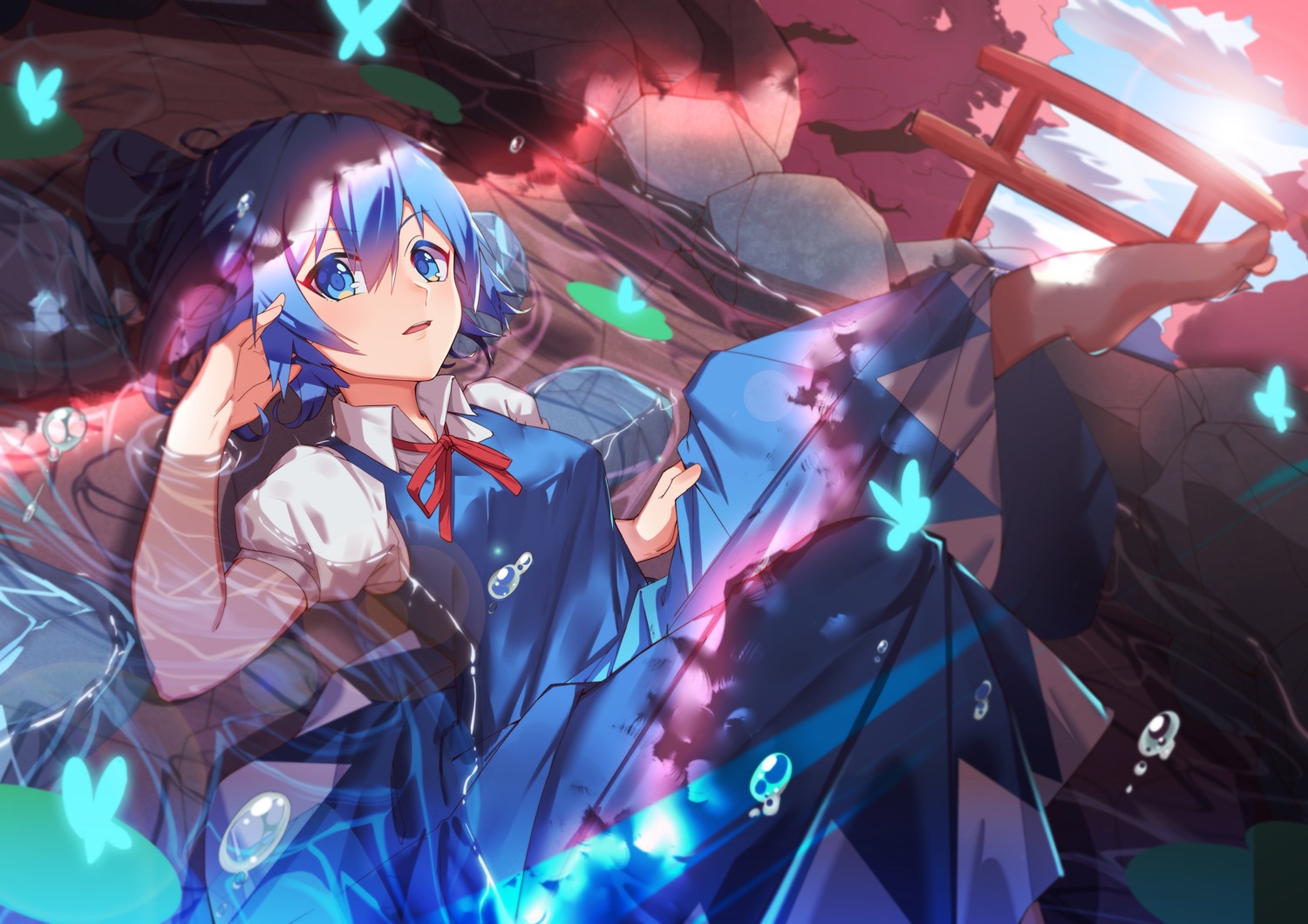 cirno, sora_(zwz030), touhou, wet