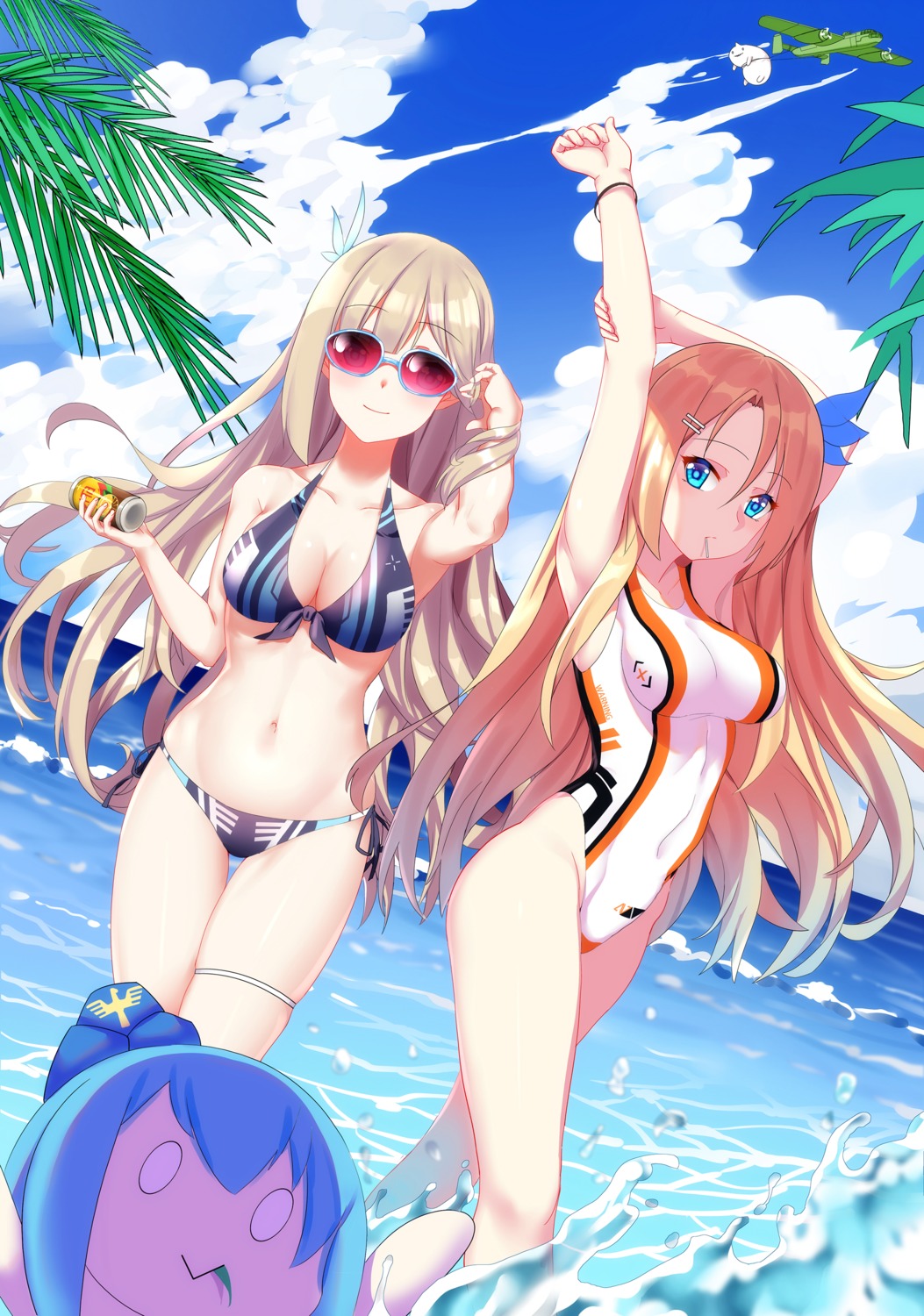 bikini, cang_se_ye_hua, cleavage, garter, lexington_(zhanjianshaonv), megane, quincy_(zhanjianshaonv), saratoga_(zhanjianshaonv)