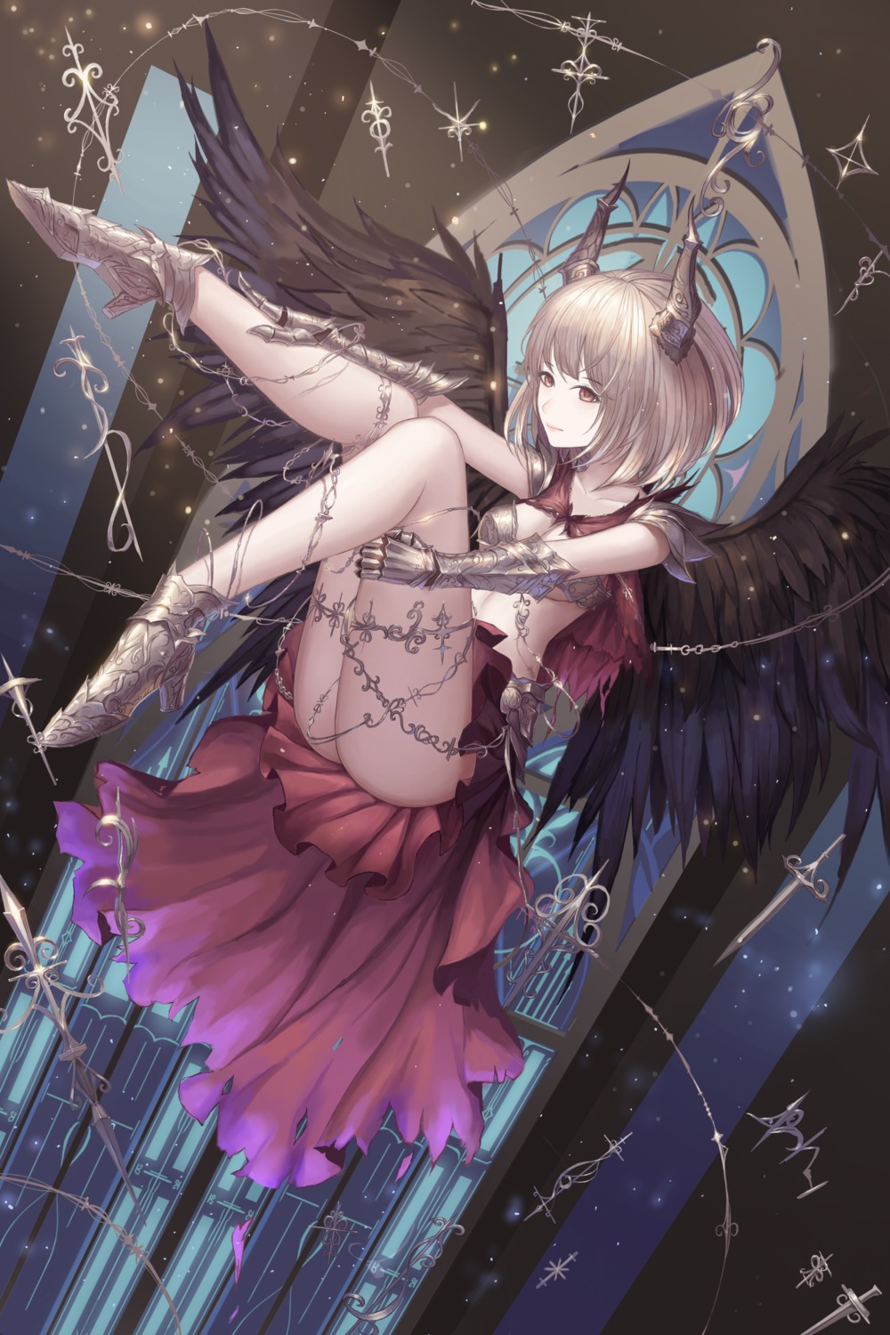armor, bikini_armor, cleavage, heels, horns, rinmmo, wings