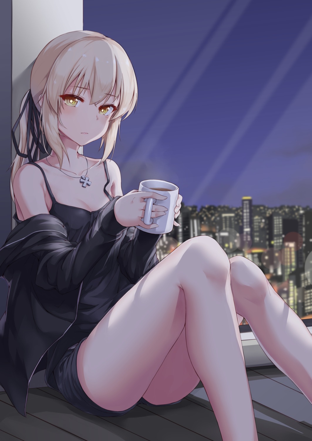 artoria_pendragon_(fate), artoria_pendragon_alter_(fate), cleavage, fate/stay_night, open_shirt, shiunnkaku