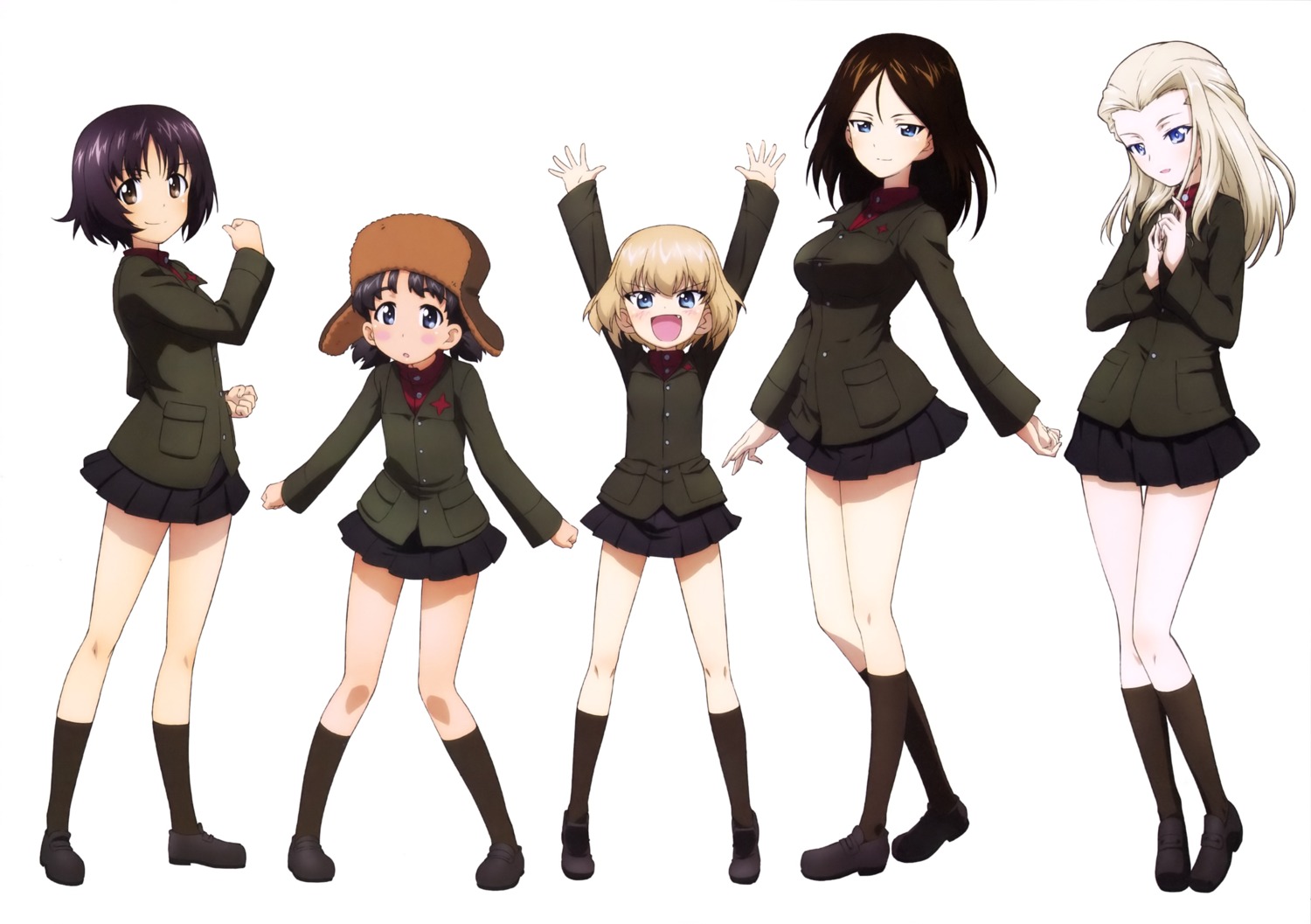 alina_(girls_und_panzer), clara_(girls_und_panzer), girls_und_panzer, katyusha, nina_(girls_und_panzer), nonna, uniform