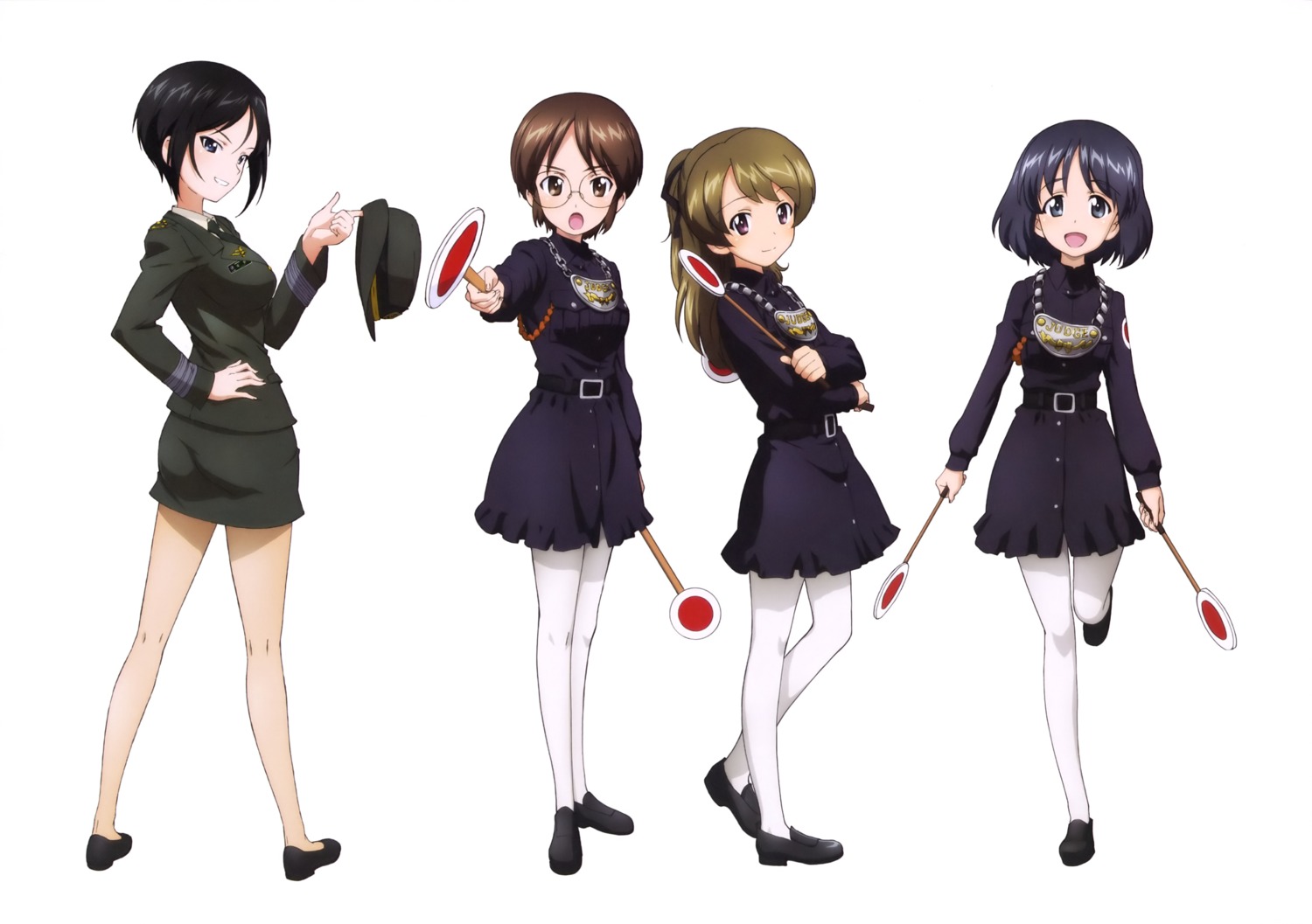 ass, chouno_ami, girls_und_panzer, inatomi_hibiki, megane, pantyhose, sasagawa_kanon, takashima_remi