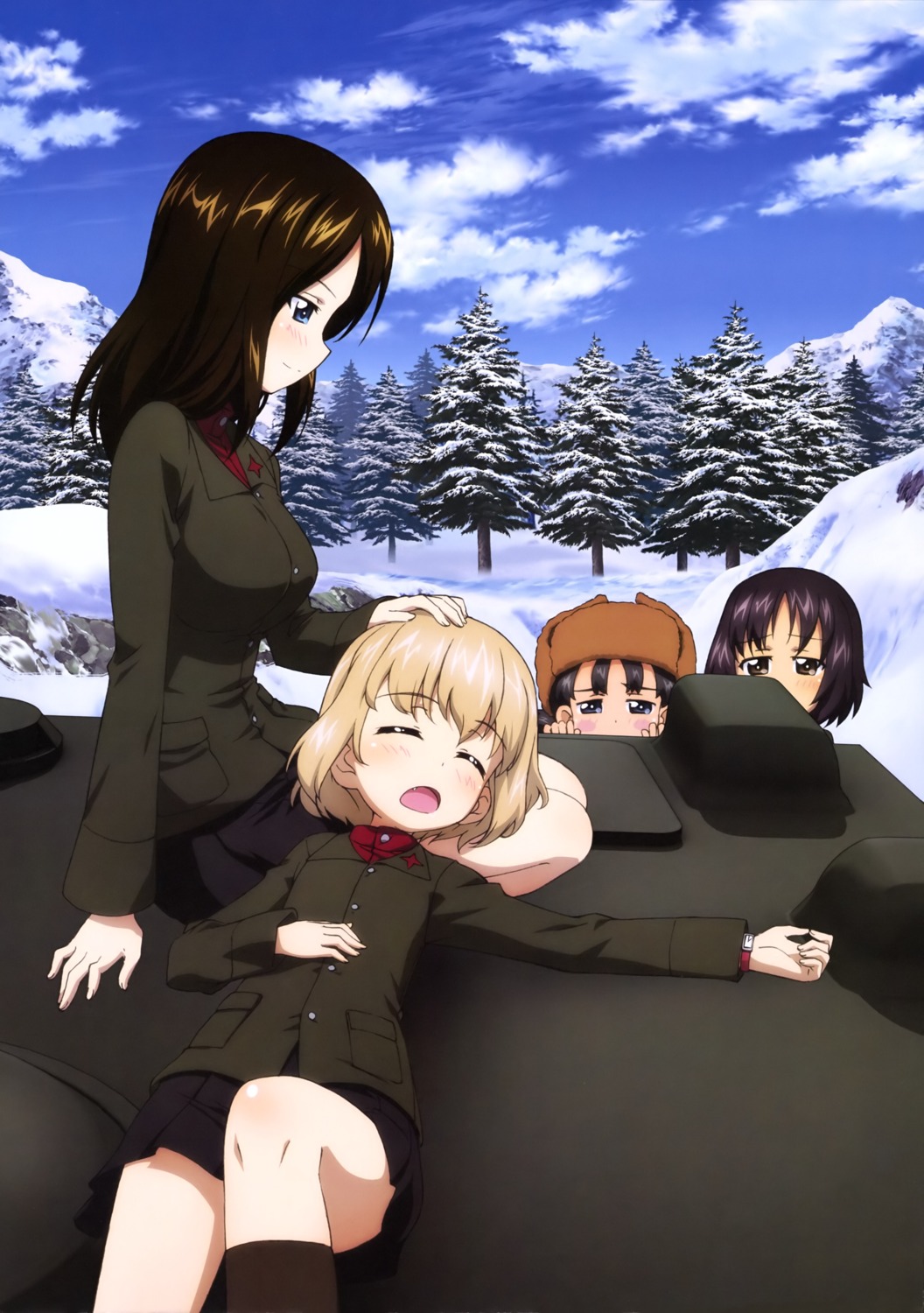 alina_(girls_und_panzer), girls_und_panzer, katyusha, nina_(girls_und_panzer), nonna, uniform, yuri