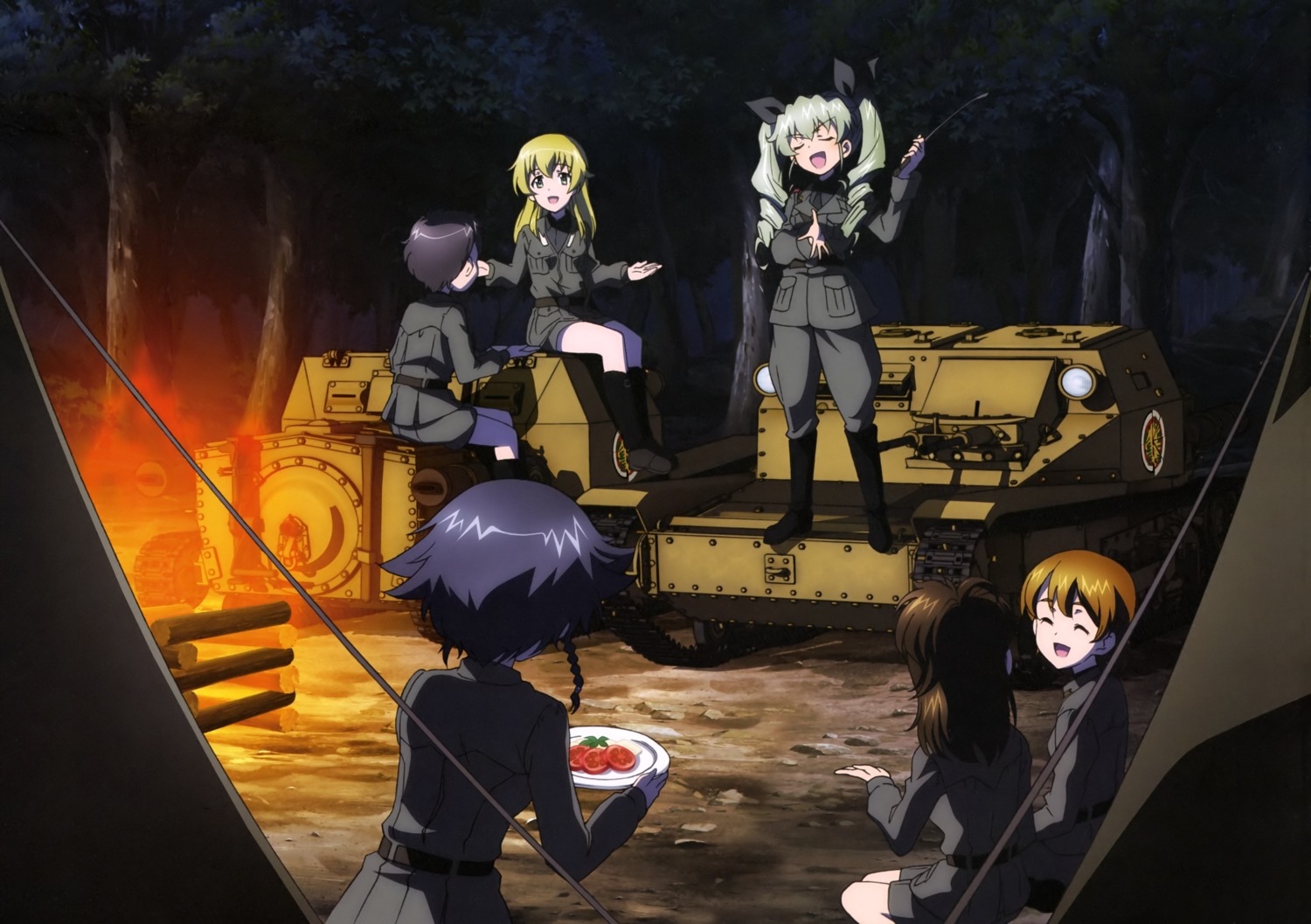 amaretto_(girls_und_panzer), anchovy, carpaccio, girls_und_panzer, pepperoni, uniform, weapon