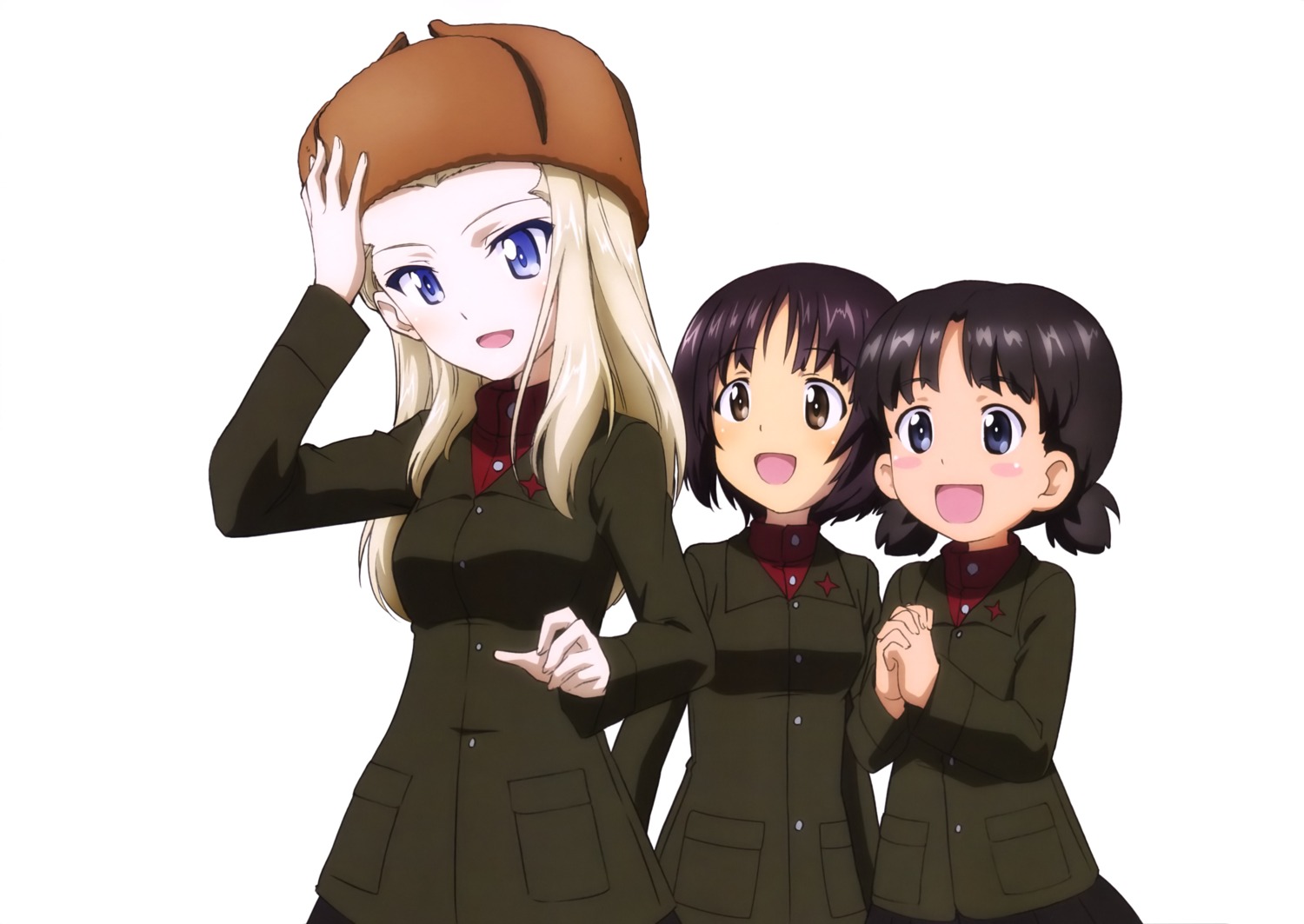 alina_(girls_und_panzer), clara_(girls_und_panzer), girls_und_panzer, nina_(girls_und_panzer), uniform