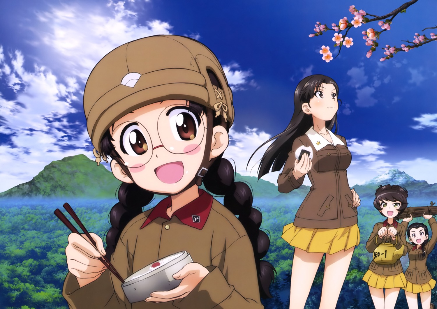 fukuda_haru, girls_und_panzer, hosomi_(girls_und_panzer), megane, nishi_kinuyo, tamada_(girls_und_panzer), uniform