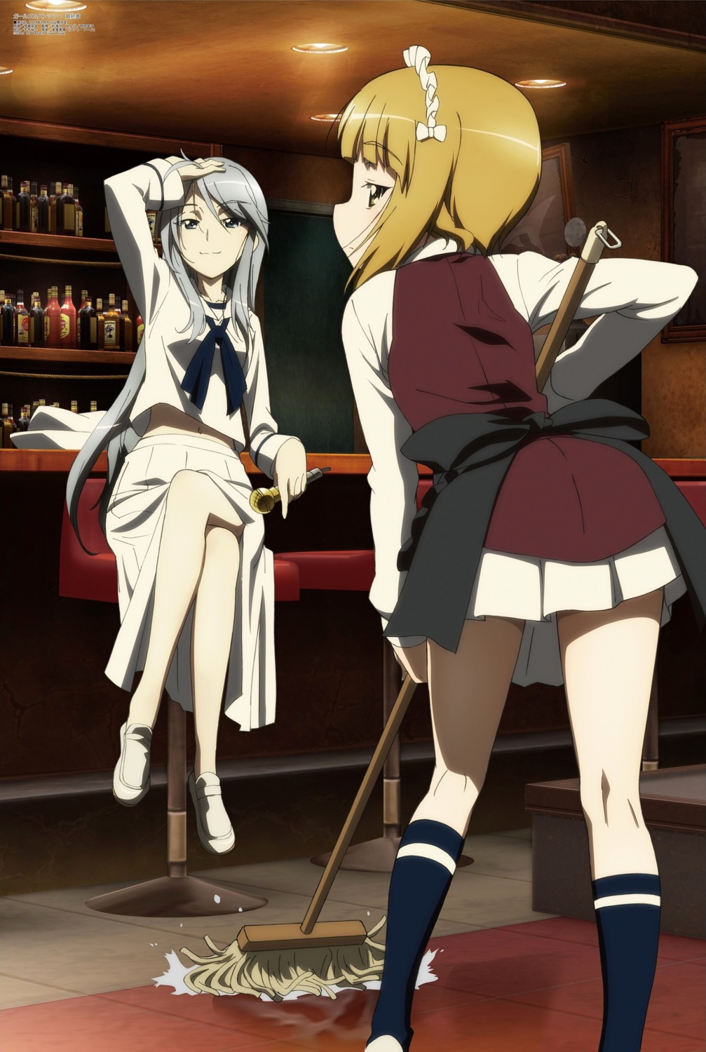 cutlass_(girls_und_panzer), flint_(girls_und_panzer), girls_und_panzer, itou_takeshi, maid, seifuku, waitress