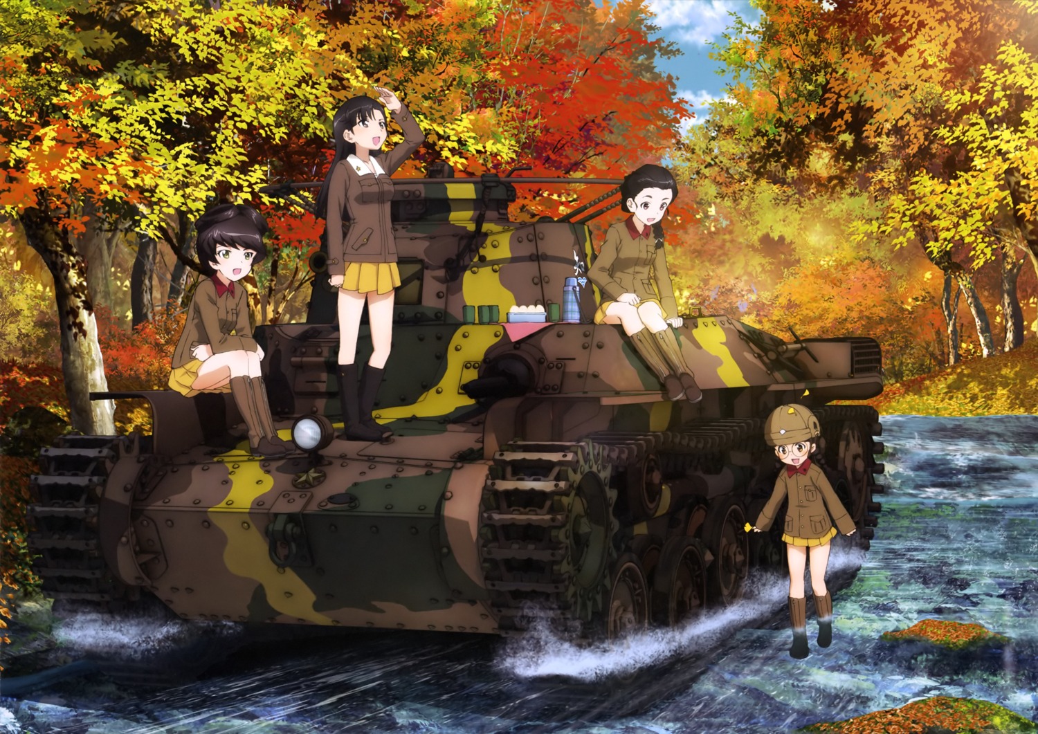 fukuda_haru, girls_und_panzer, hosomi_(girls_und_panzer), megane, nishi_kinuyo, tamada_(girls_und_panzer), uniform