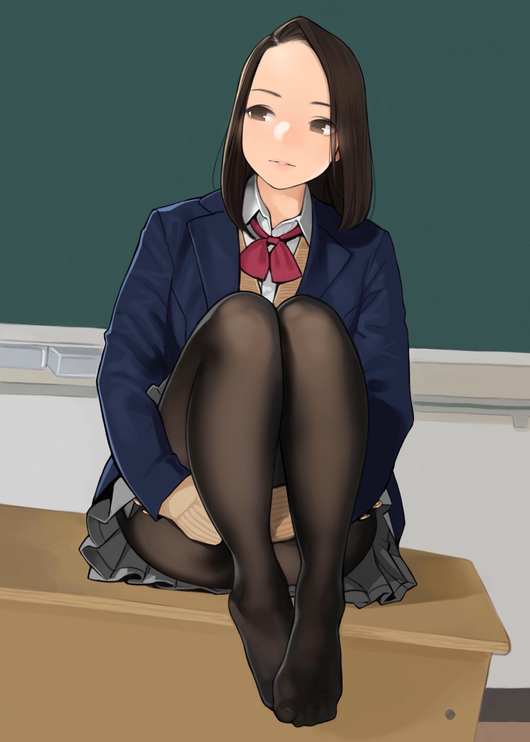 aikawa_ren, feet, miru_tights, pantyhose, seifuku, sweater, yom