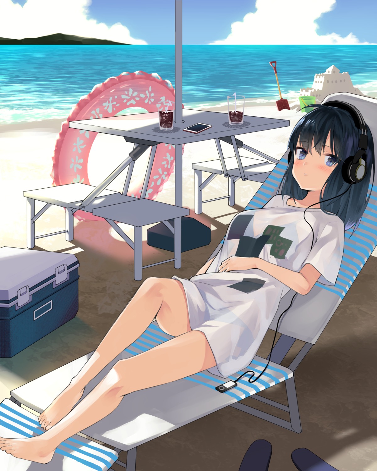 bikini, headphones, nuqura, see_through, swimsuits