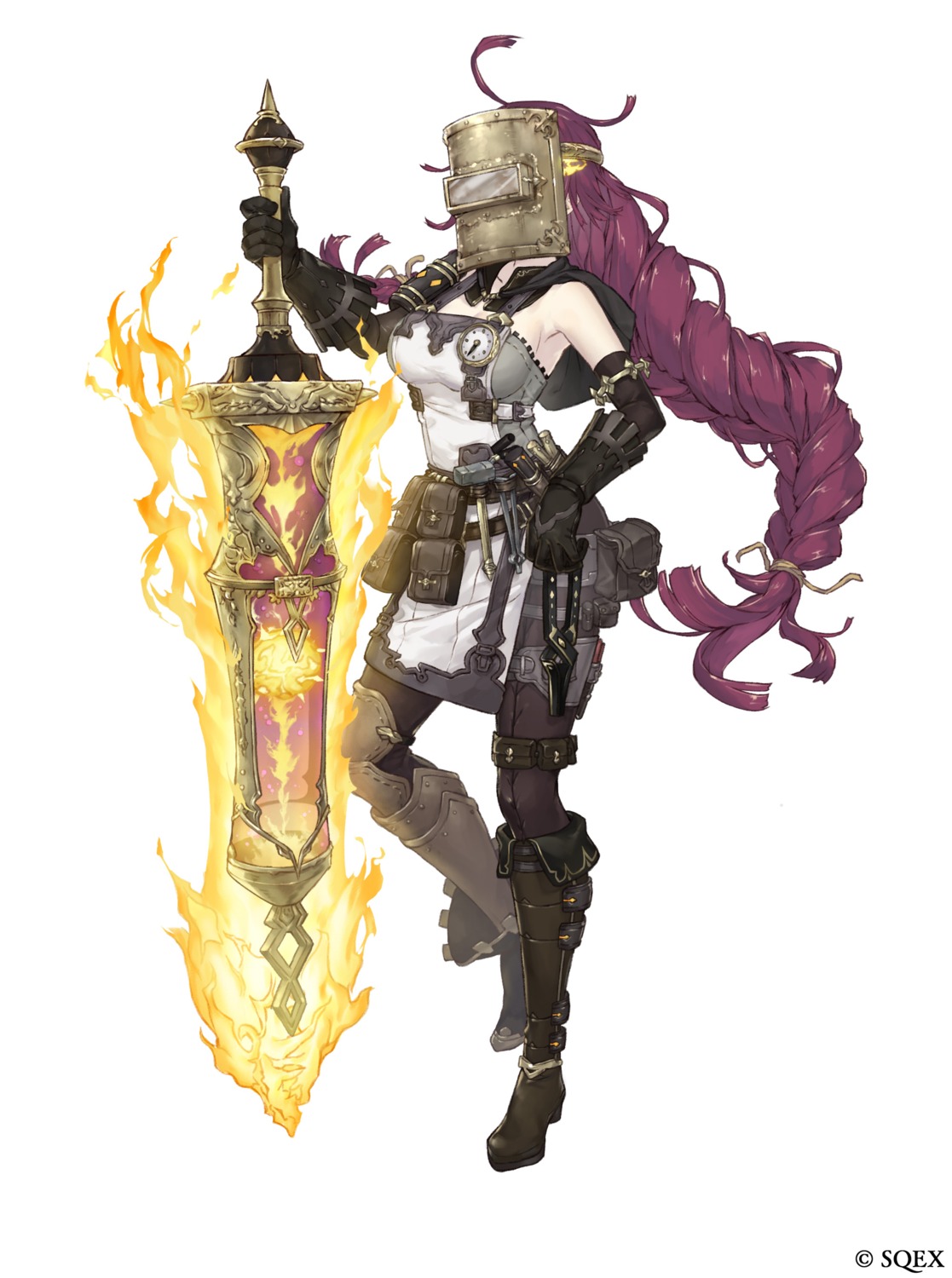 armor, cleavage, dorothy_(sinoalice), ji_no, pantyhose, sinoalice, weapon