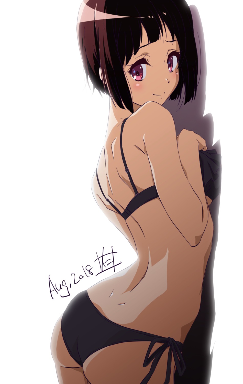 ass, bikini, breast_hold, hibike!_euphonium, nakaseko_kaori, nii_manabu, swimsuits