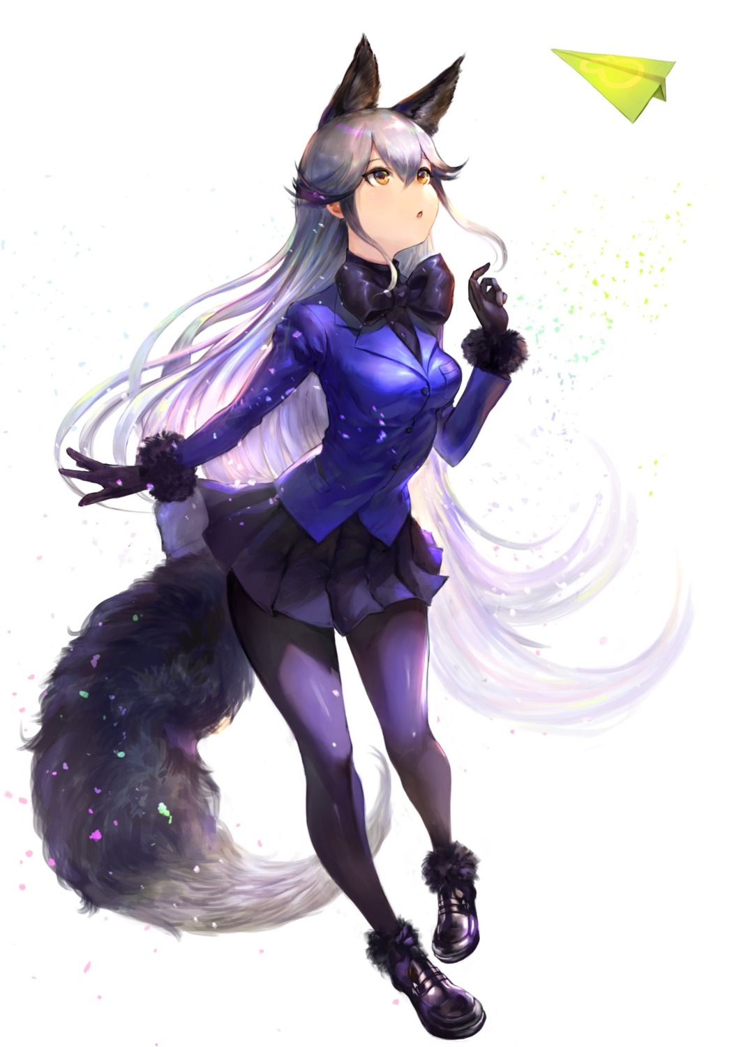 animal_ears, kemono_friends, kitsune, pantyhose, shogo_(shogo), silver_fox, tail