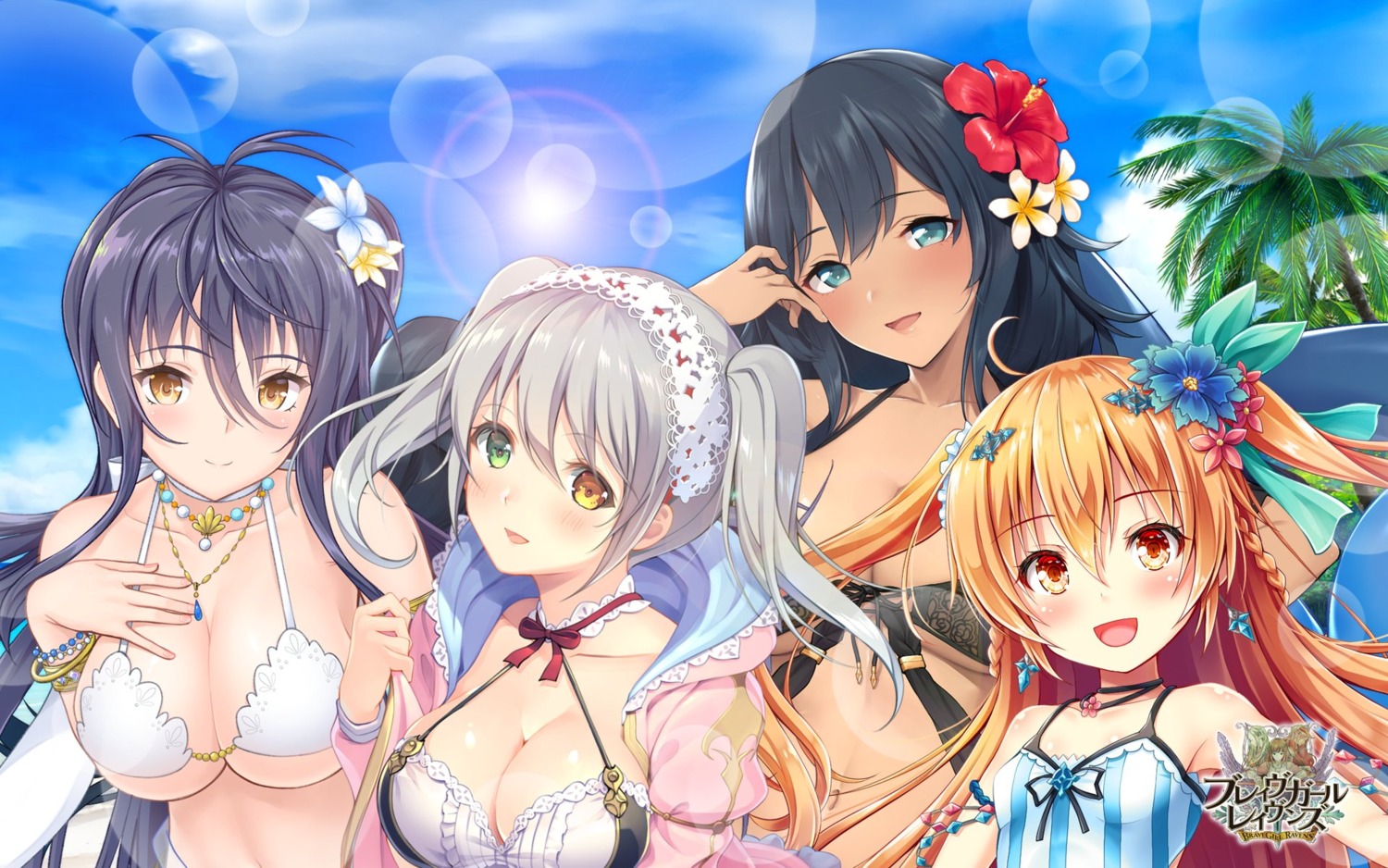 akashio, bikini_top, brave_girl_ravens, cleavage, f-cla, heterochromia, swimsuits, underboob