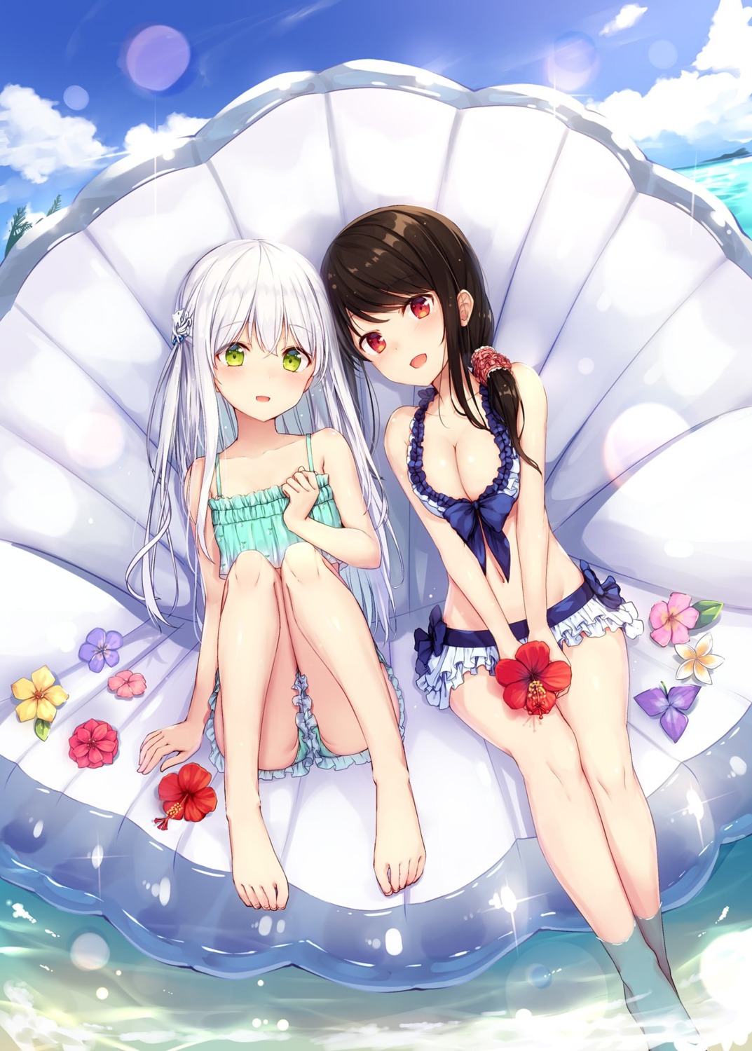bikini, cleavage, feet, shiyake_mitoko, swimsuits, takishima_shiori, tsuchikure, wet
