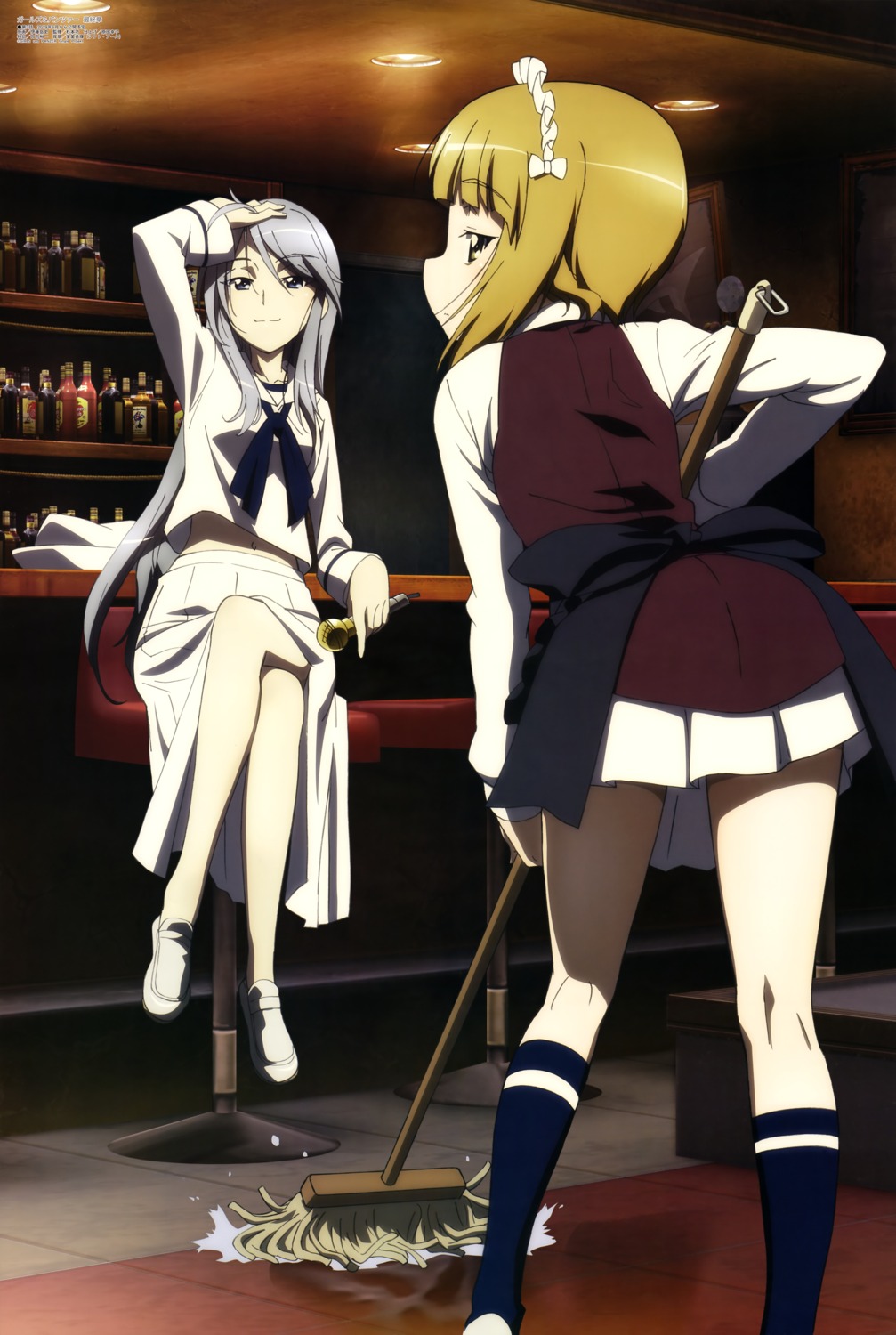 cutlass_(girls_und_panzer), flint_(girls_und_panzer), girls_und_panzer, itou_takeshi, maid, seifuku, waitress