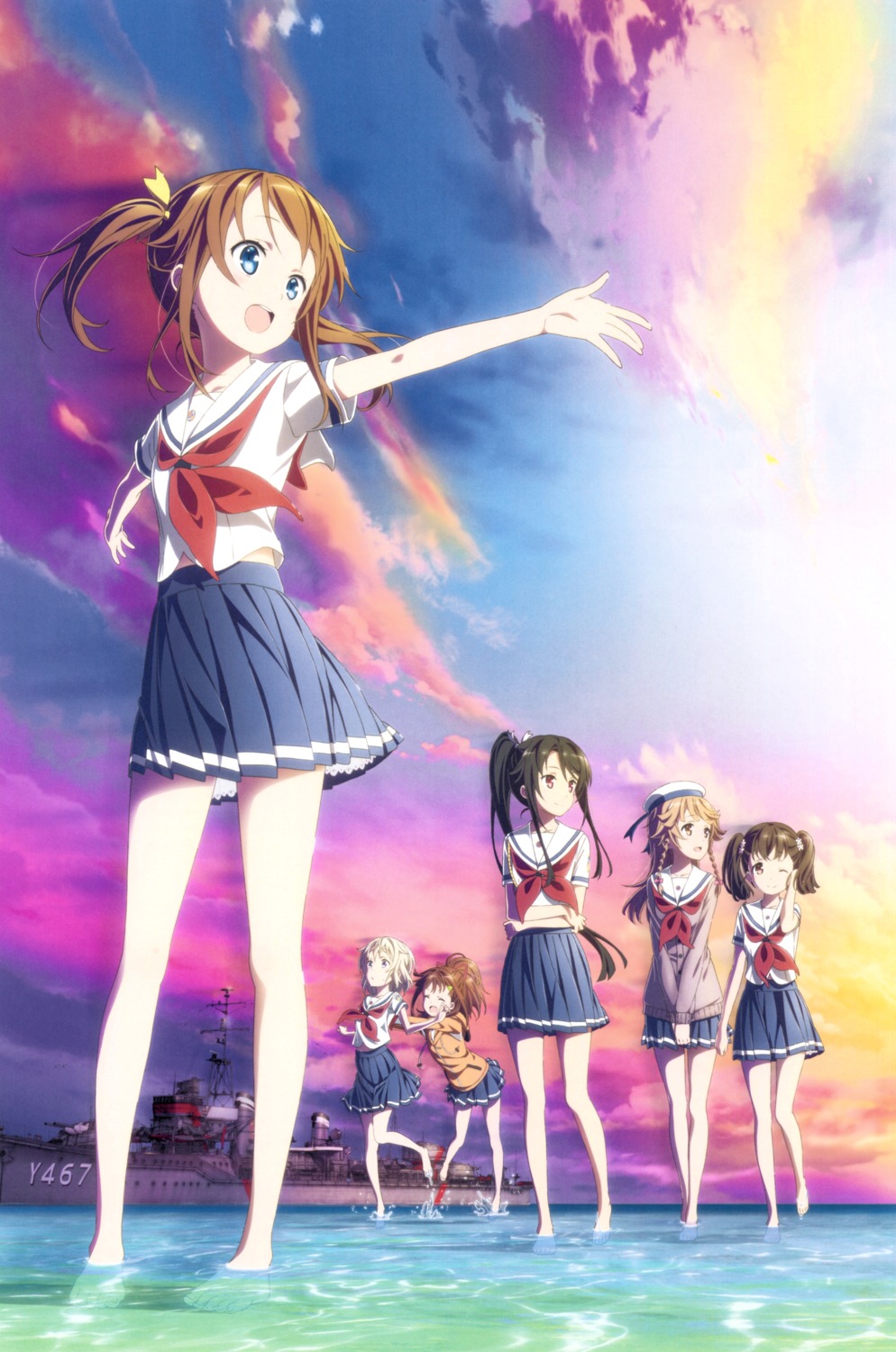 high_school_fleet, irizaki_mei, misaki_akeno, munetani_mashiro, nosa_kouko, seifuku, shiretoko_rin, sweater