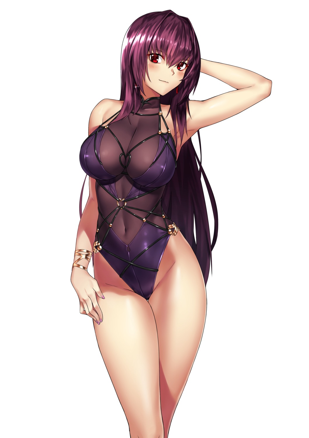 cleavage, fate/grand_order, kai_(pixiv12466647), scathach_(fate), see_through, swimsuits