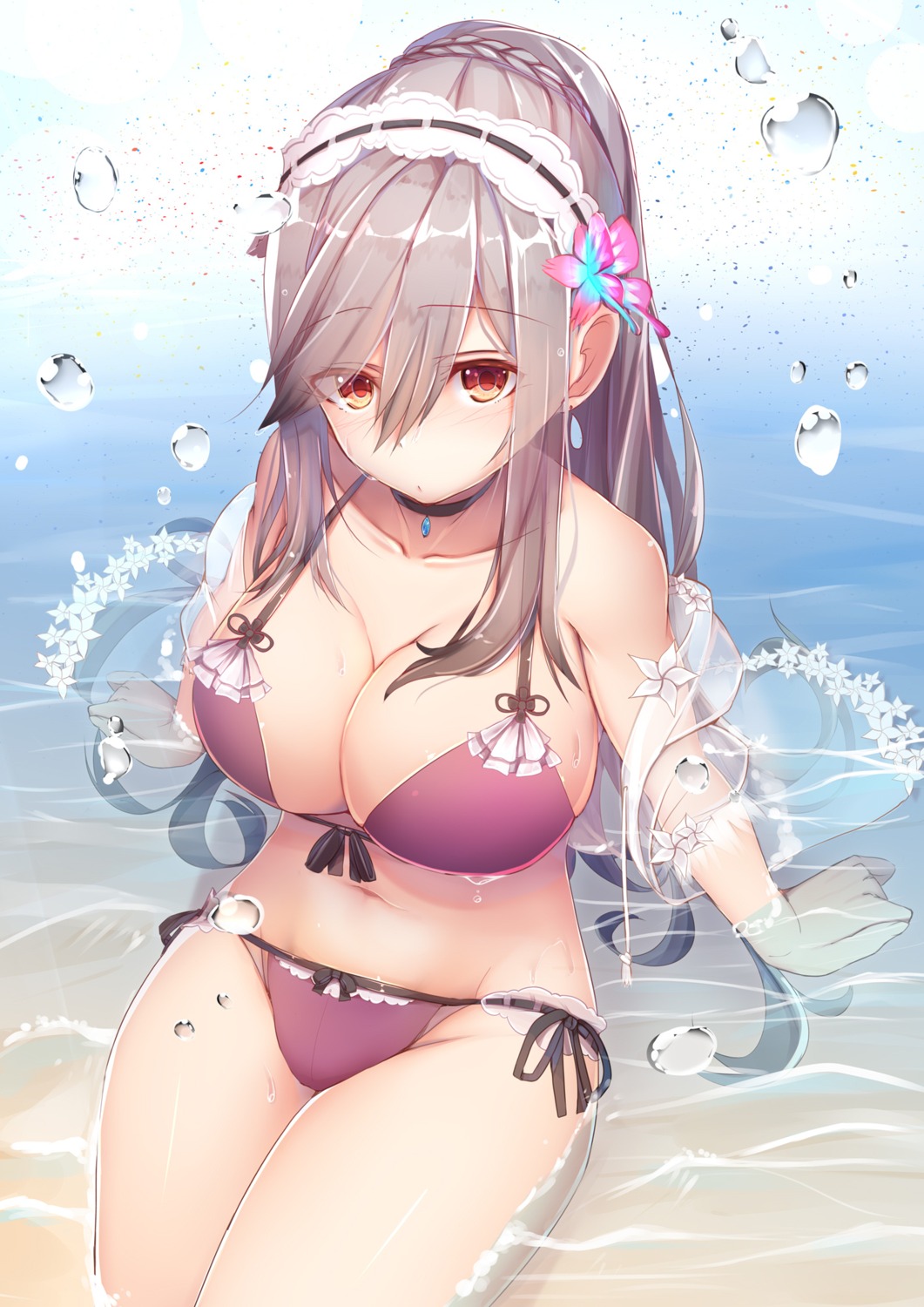 azur_lane, bikini, cleavage, dunkerque_(azur_lane), open_shirt, see_through, swimsuits, tatapopo