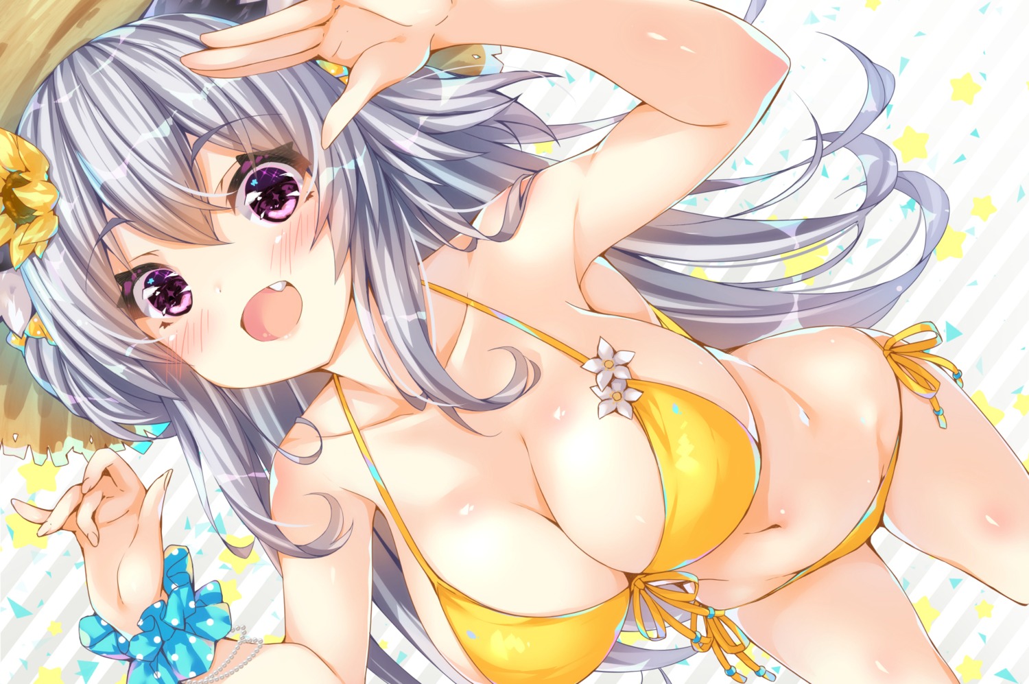 animal_ears, bikini, cleavage, nekomimi, ojitea, swimsuits