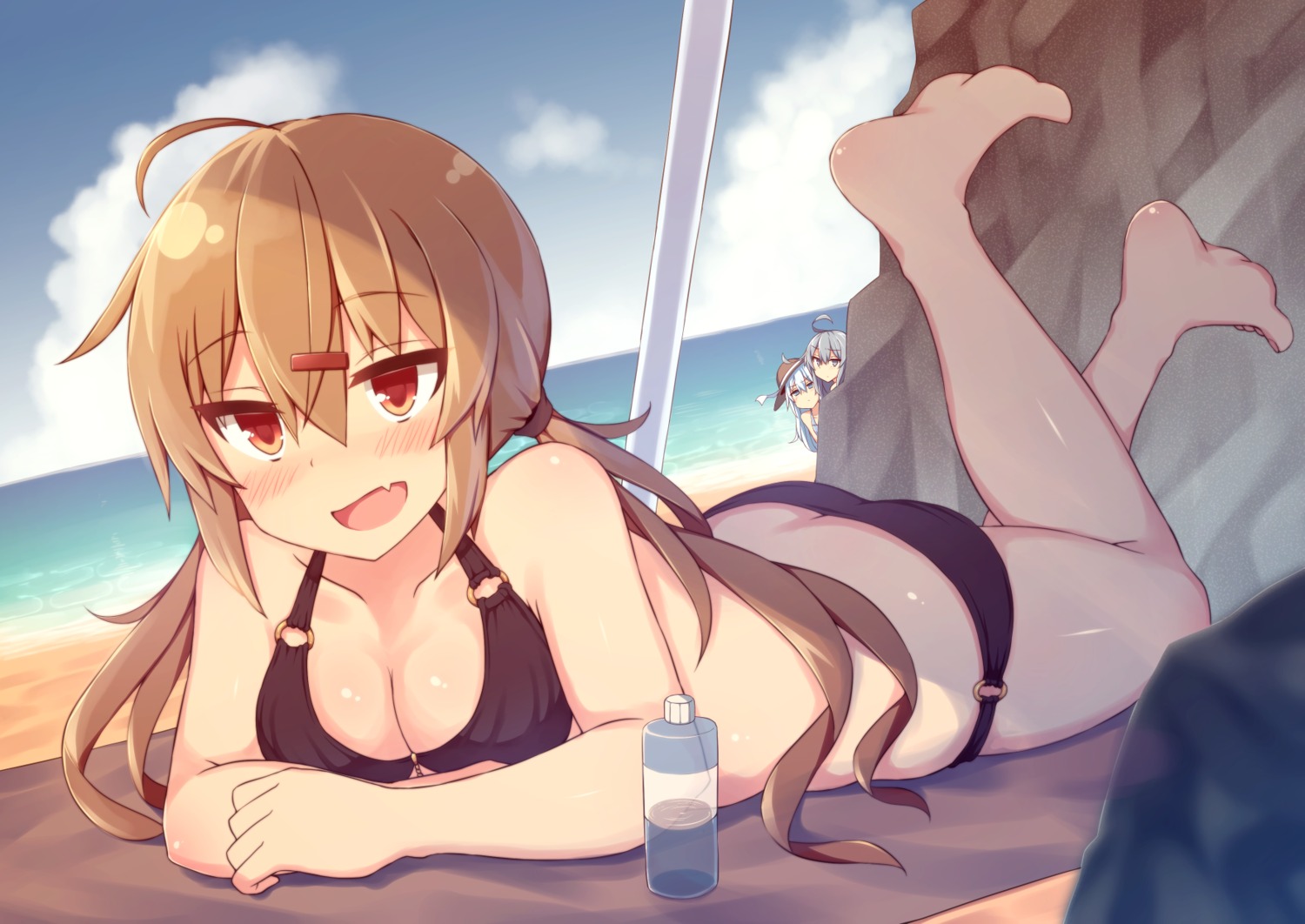 ass, bikini, cleavage, feet, gangut_(kancolle), hibiki_(kancolle), kantai_collection, shinopoko