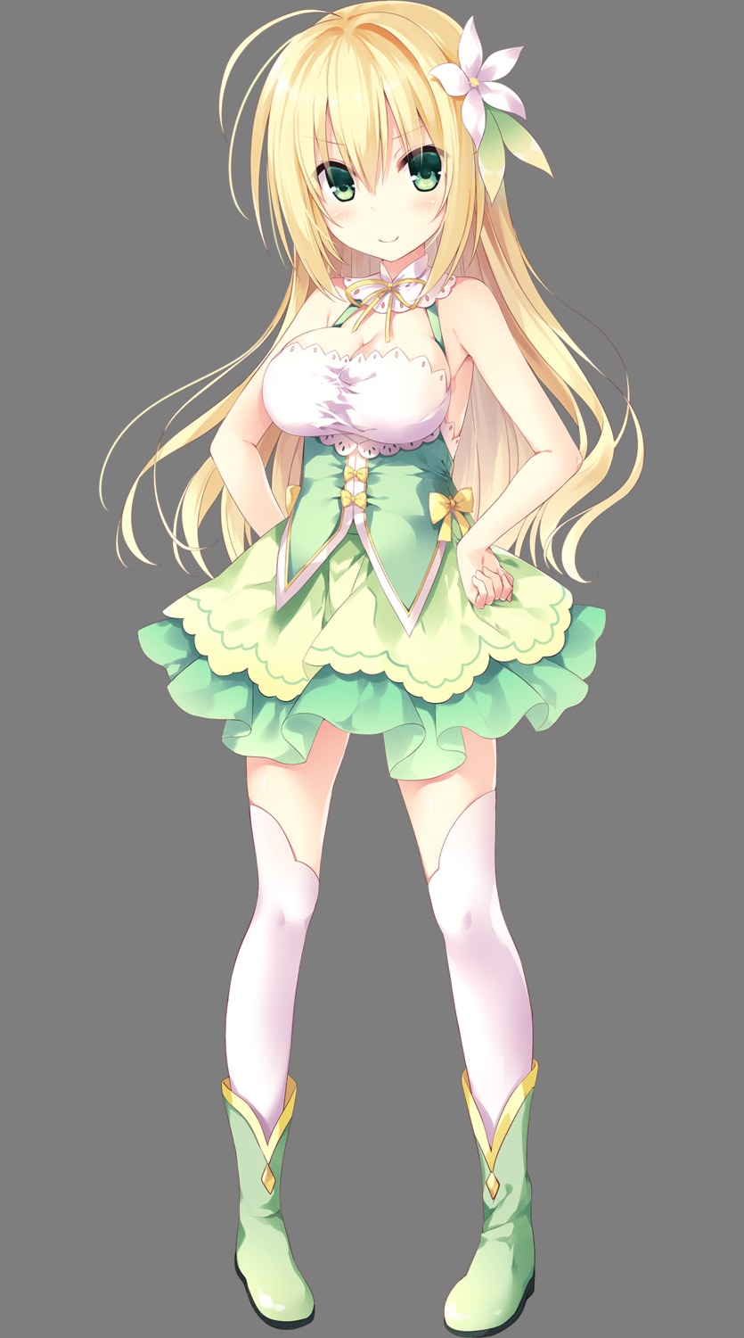 cleavage, dare_ga_yonda_no!?_~isekai_to_game_tsukuri_to_recruit_shoukan~, iris_ookawa, thighhighs, transparent_png, utsunomiya_tsumire