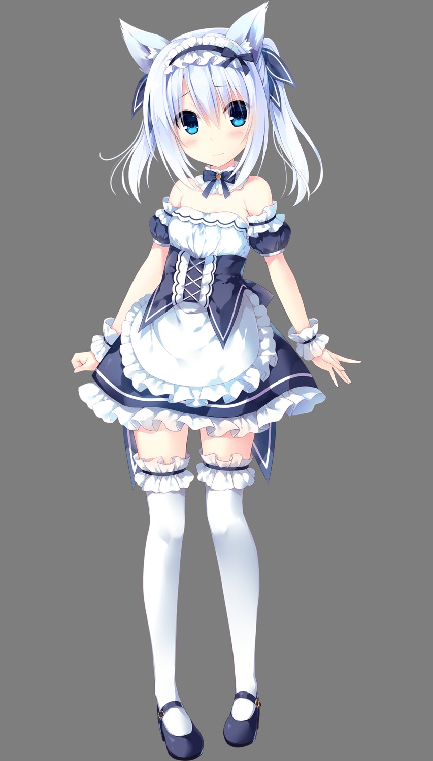 animal_ears, dare_ga_yonda_no!?_~isekai_to_game_tsukuri_to_recruit_shoukan~, heels, maid, thighhighs, transparent_png, utsunomiya_tsumire, wanderlei_monica