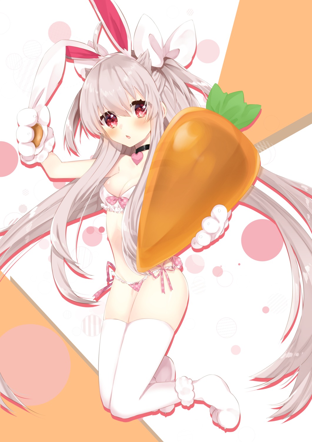 abe_suke, animal_ears, bra, bunny_ears, cleavage, pantsu, thighhighs