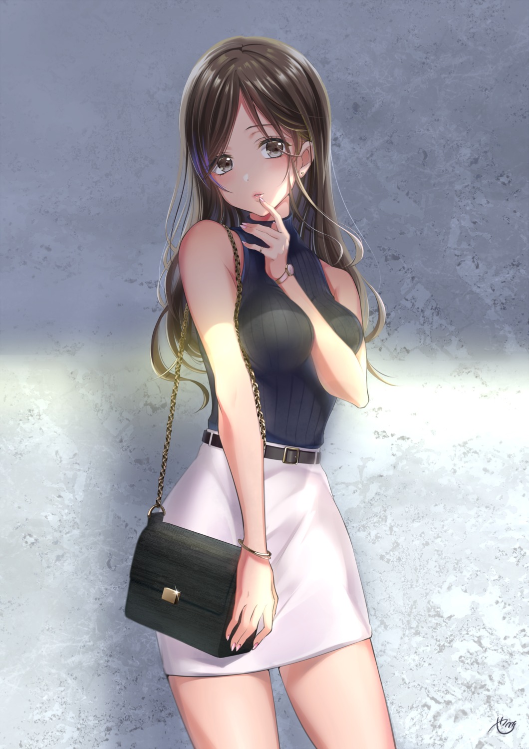 breast_hold, sweater, yache