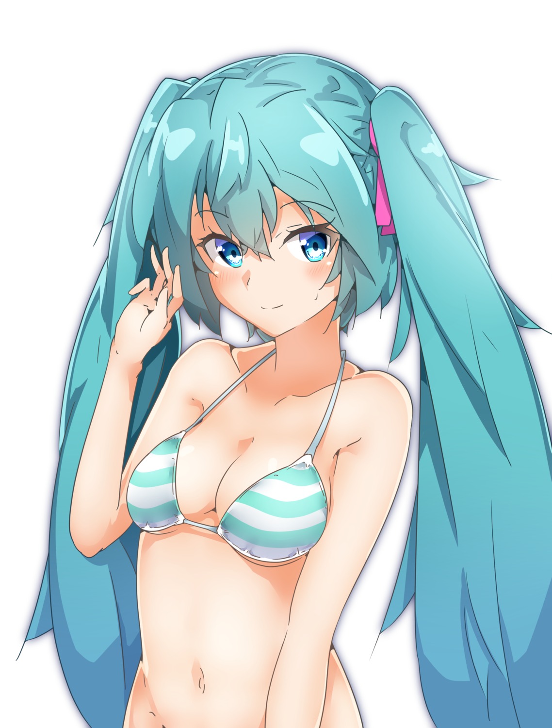 bikini_top, bottomless, cleavage, harukawa, hatsune_miku, swimsuits, vocaloid