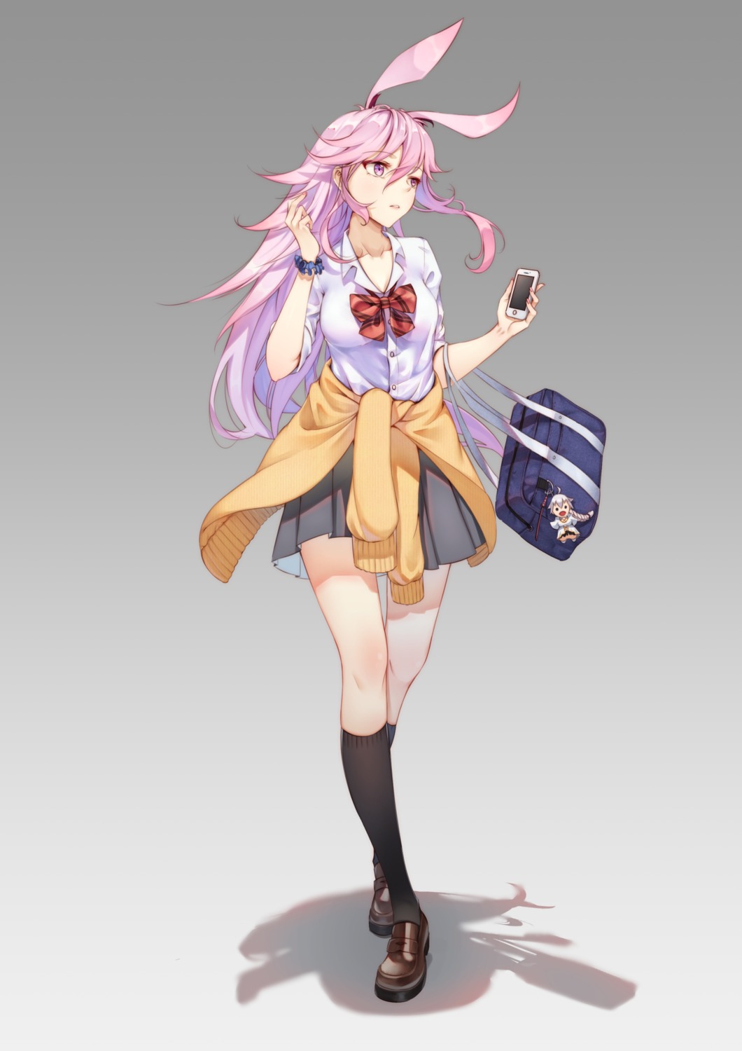 animal_ears, benghuai_xueyuan, bunny_ears, seifuku, sweater, yae_sakura_(benghuai_xueyuan), ye_zi_you_bei_jiao_ju_ge