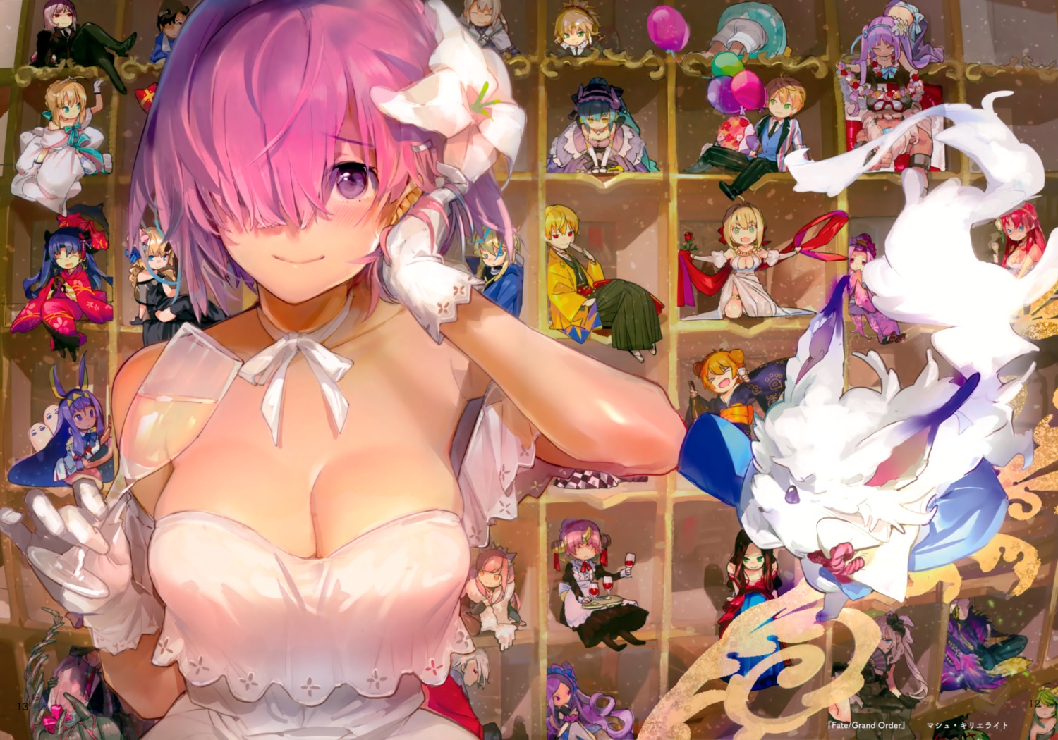 asterios_(fate/grand_order), bedivere_(fate), boudica_(fate), cath_palug_(fate), chibi, cleavage, euryale, fate/grand_order, frankenstein's_monster_(fate), gilgamesh_(fate), jaguar_man, kiyohime_(fate), leonardo_da_vinci_(fate), marie_antoinette_(fate), medb_(fate), medusa_(fate), mordred_(fate), nero_claudius_(fate), possible_duplicate, souji_hougu, wolfgang_amadeus_mozart_(fate), wu_zetian_(fate)