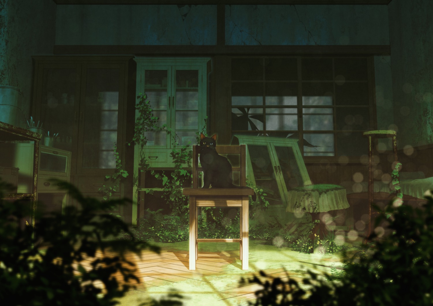 heterochromia, landscape, mocha_(technoheart), neko