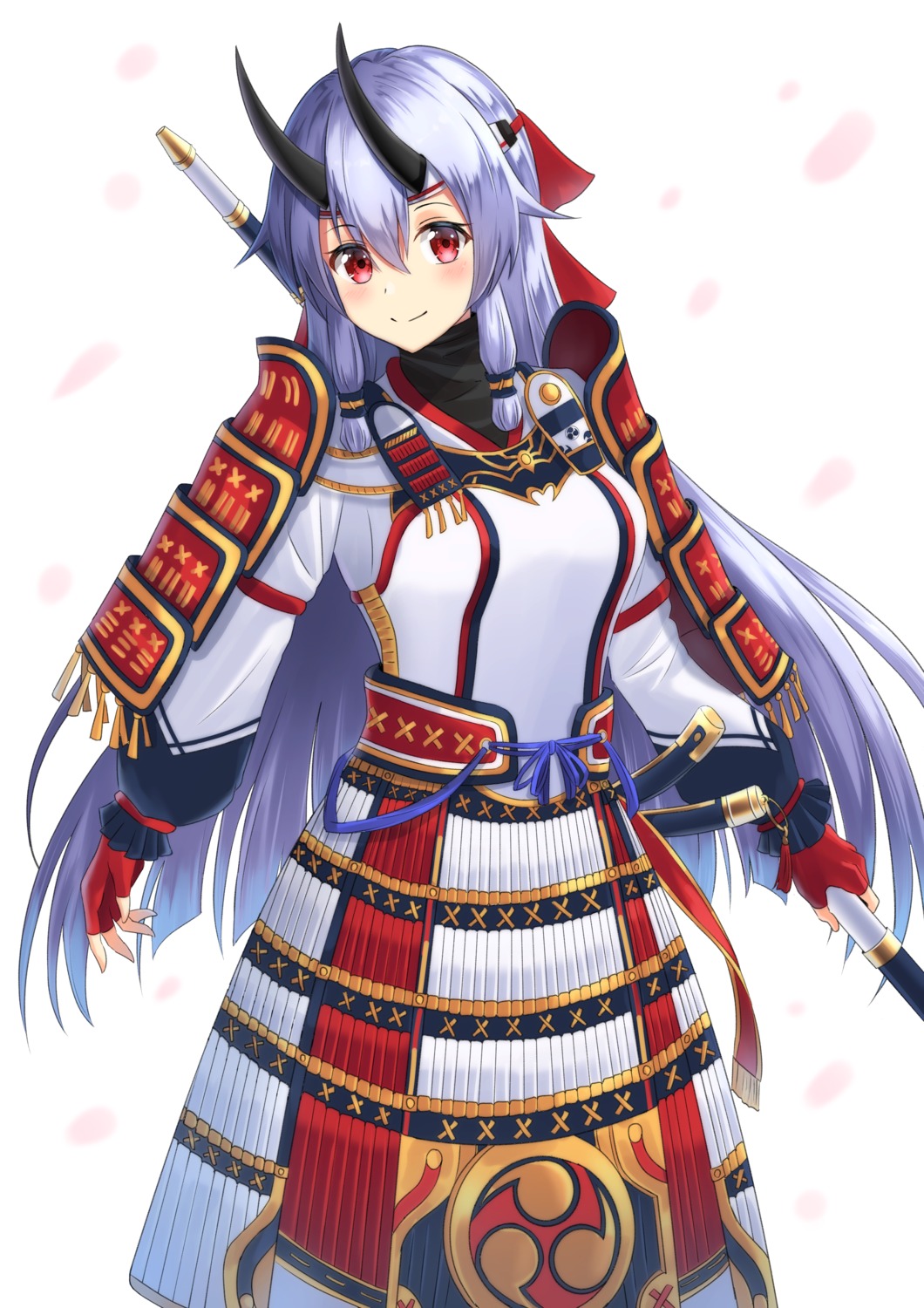 armor, fate/grand_order, furan_(pixiv20237436), horns, japanese_clothes, tomoe_gozen_(fate), weapon