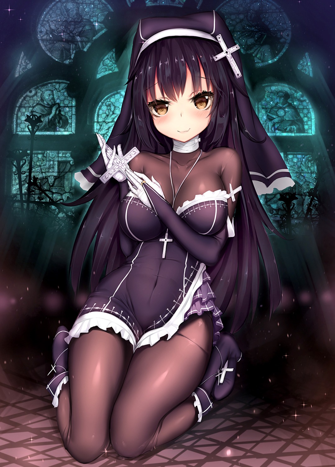 bandages, dk_senie, heels, kairisei_million_arthur, nun, pantyhose