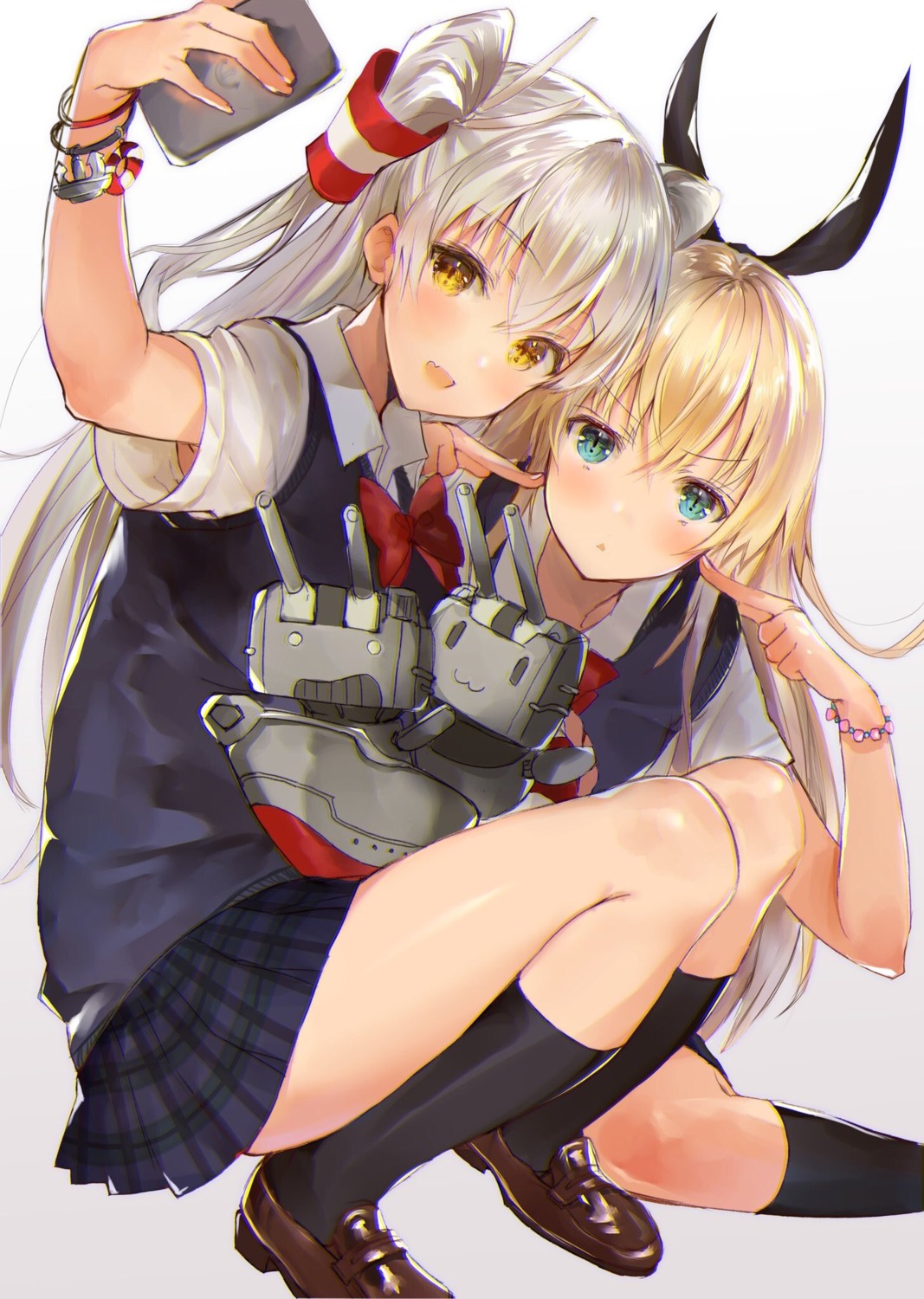 amatsukaze_(kancolle), hitaki_yuu, kantai_collection, rensouhou-chan, rensouhou-kun, seifuku, shimakaze_(kancolle)