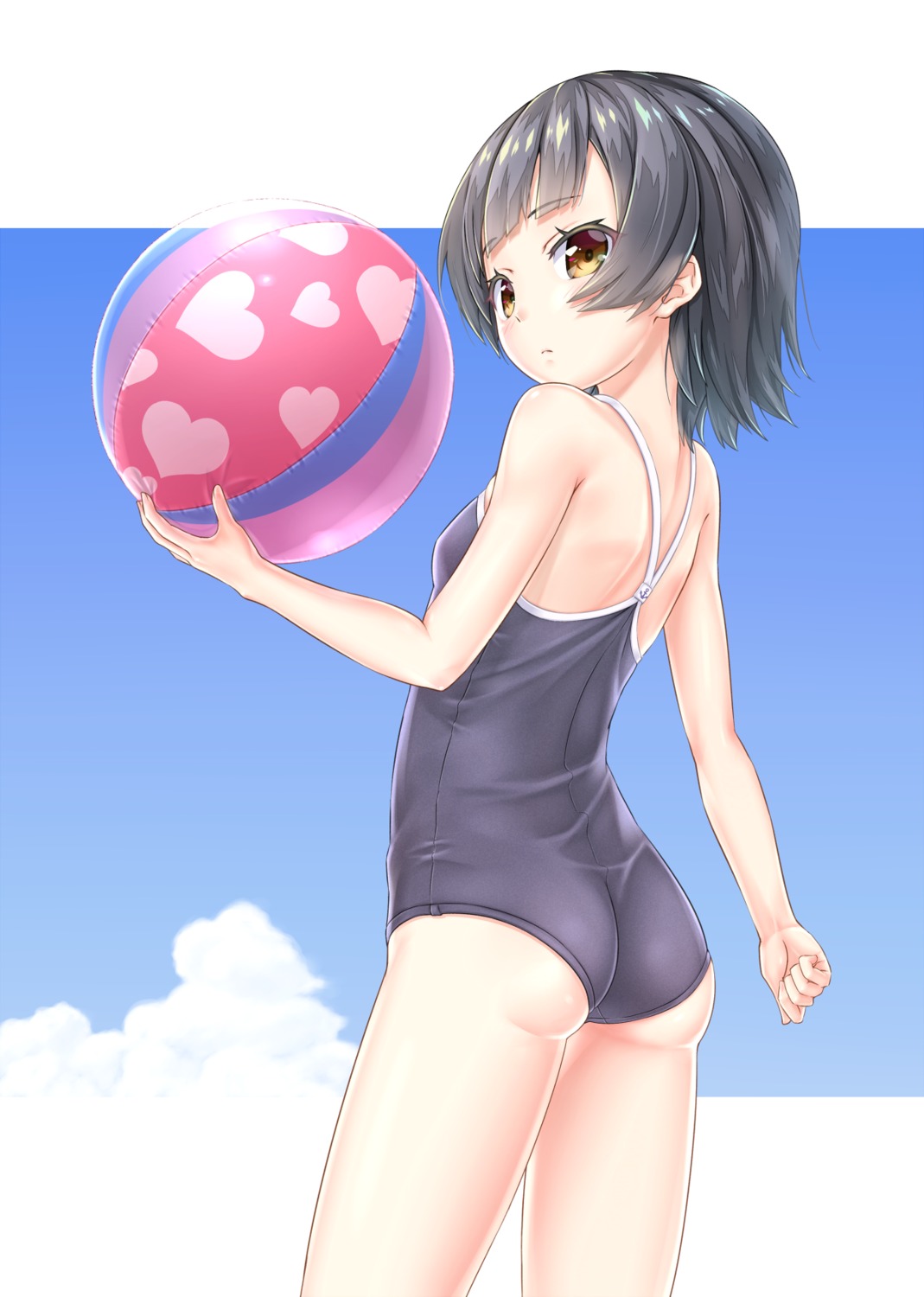 arare_(kancolle), ass, gotou_hisashi, kantai_collection, school_swimsuit, swimsuits