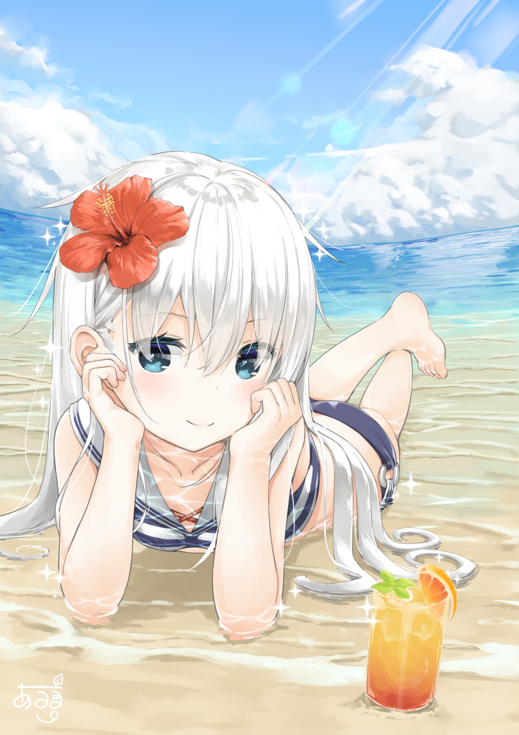aruma_(sawayaka_tokuko_miruku), bikini, hibiki_(kancolle), kantai_collection, swimsuits, wet