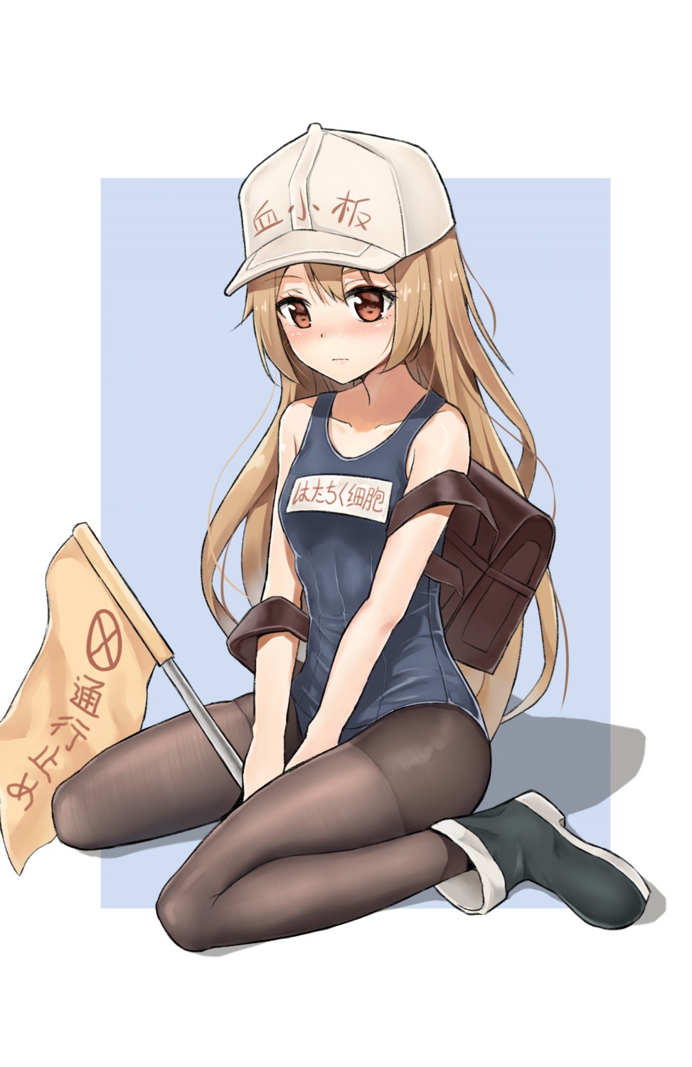 hataraku_saibou, pantyhose, platelet_(hataraku_saibou), school_swimsuit, swimsuits, unicron_(brous)