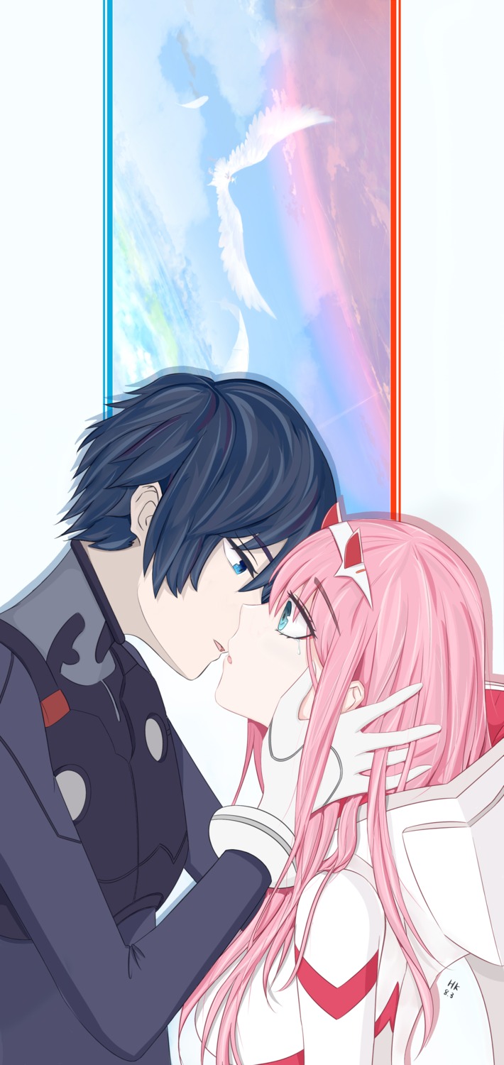 asuka_hk, bodysuit, darling_in_the_franxx, hiro_(darling_in_the_franxx), horns, zero_two_(darling_in_the_franxx)